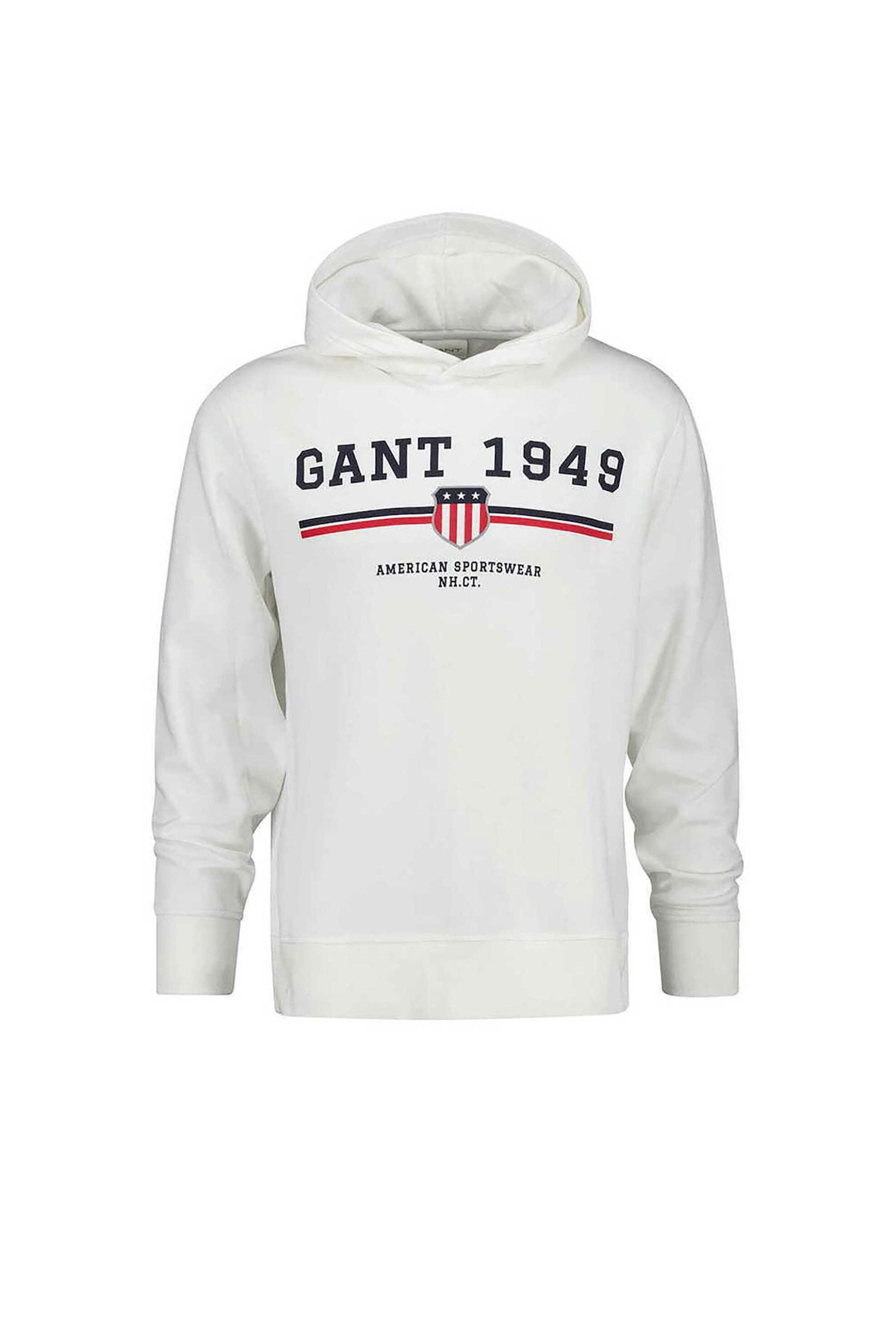 Gant ανδρική μπλούζα φούτερ με κουκούλα και graphic logo Regular Fit - 2067042 Λευκό