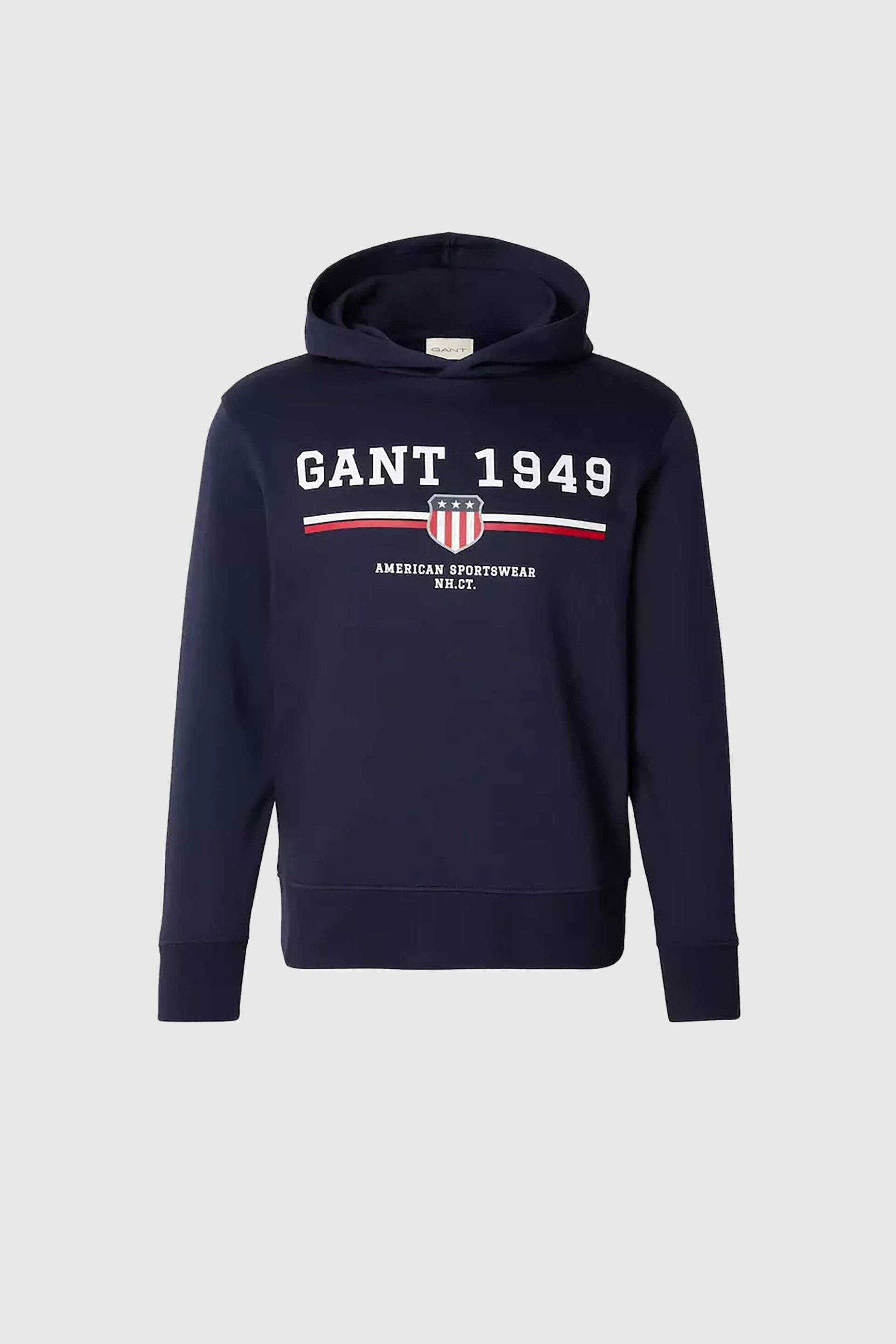 Gant ανδρική μπλούζα φούτερ με κουκούλα και graphic logo Regular Fit - 2067042 Μπλε Σκούρο