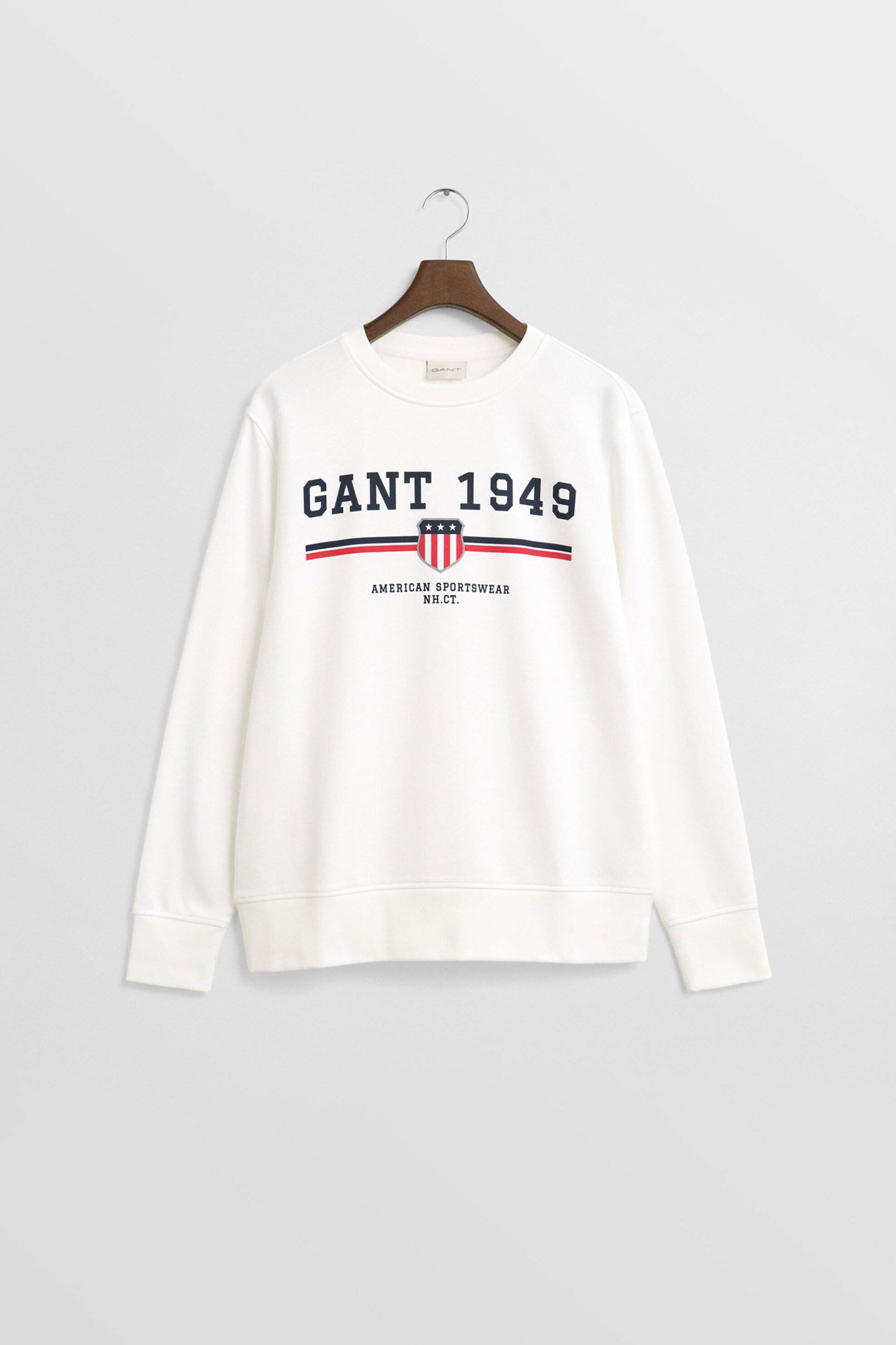 Gant ανδρική μπλούζα φούτερ με graphic logo Regular Fit - 2067043 Λευκό