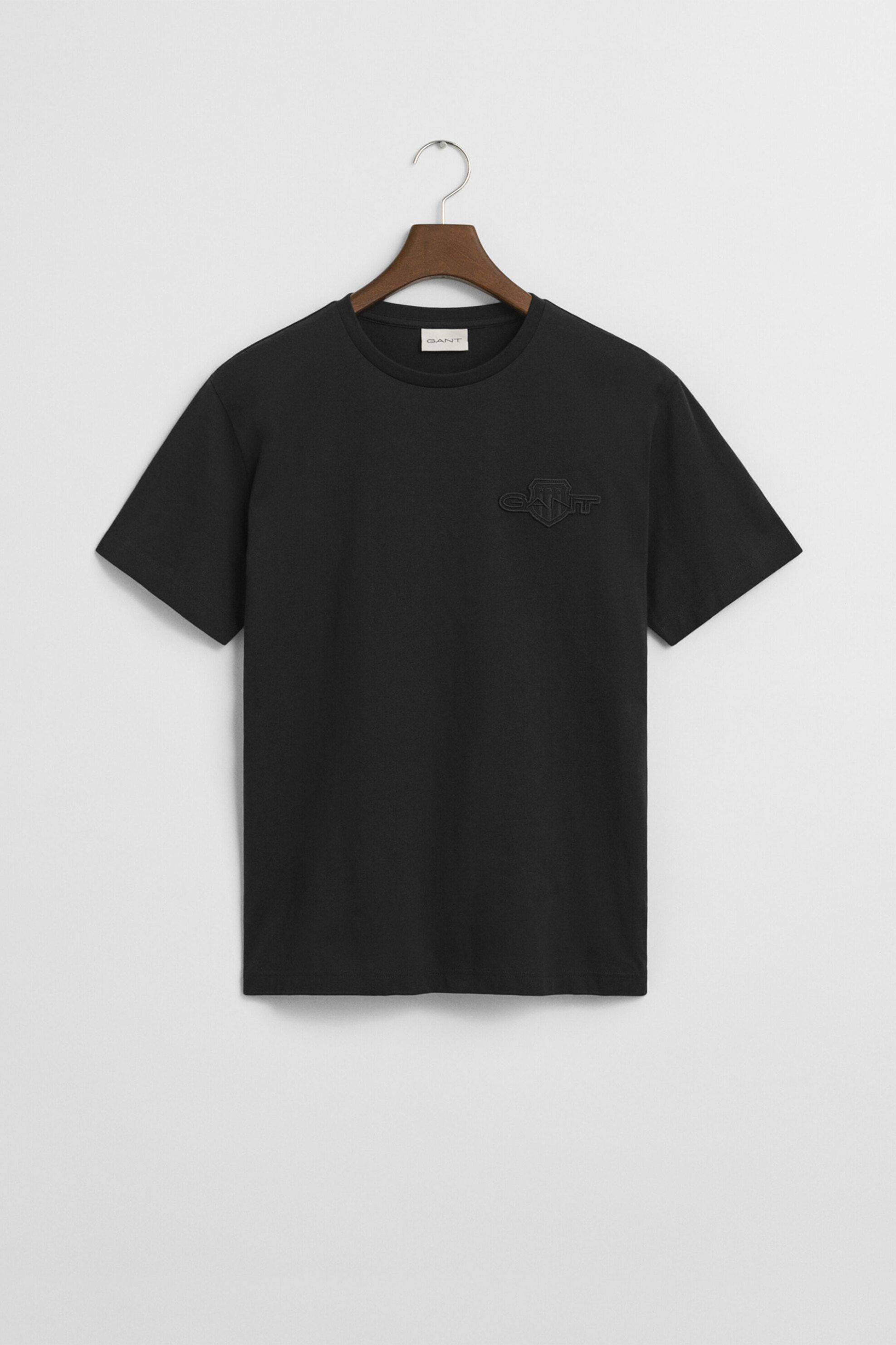 Gant ανδρικό T-shirt με ton-sur-ton κεντημένο λογότυπο Regular Fit - 2067058 Μαύρο