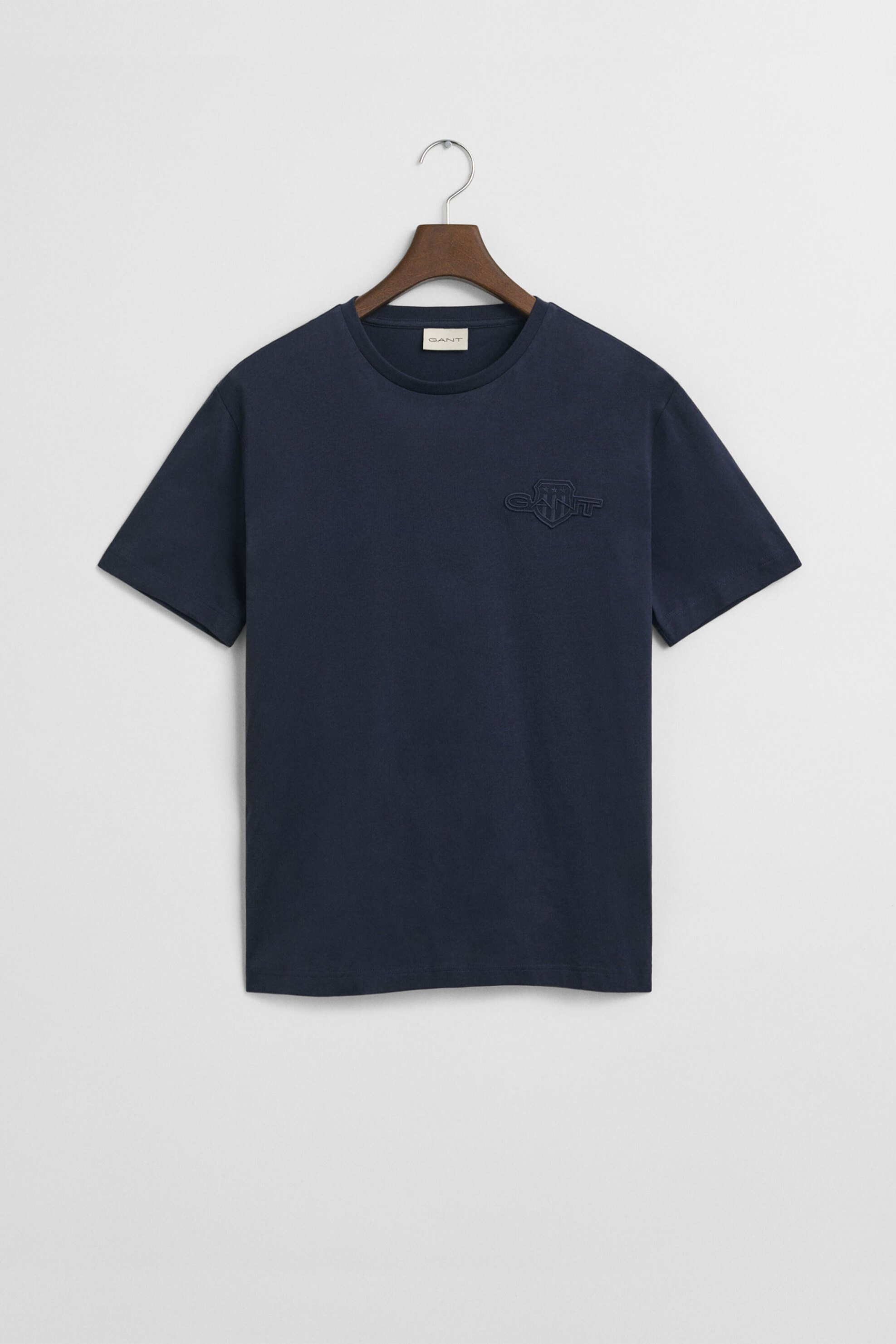 GANT Gant ανδρικό T-shirt με ton-sur-ton κεντημένο λογότυπο Regular Fit - 2067058 Μπλε Σκούρο