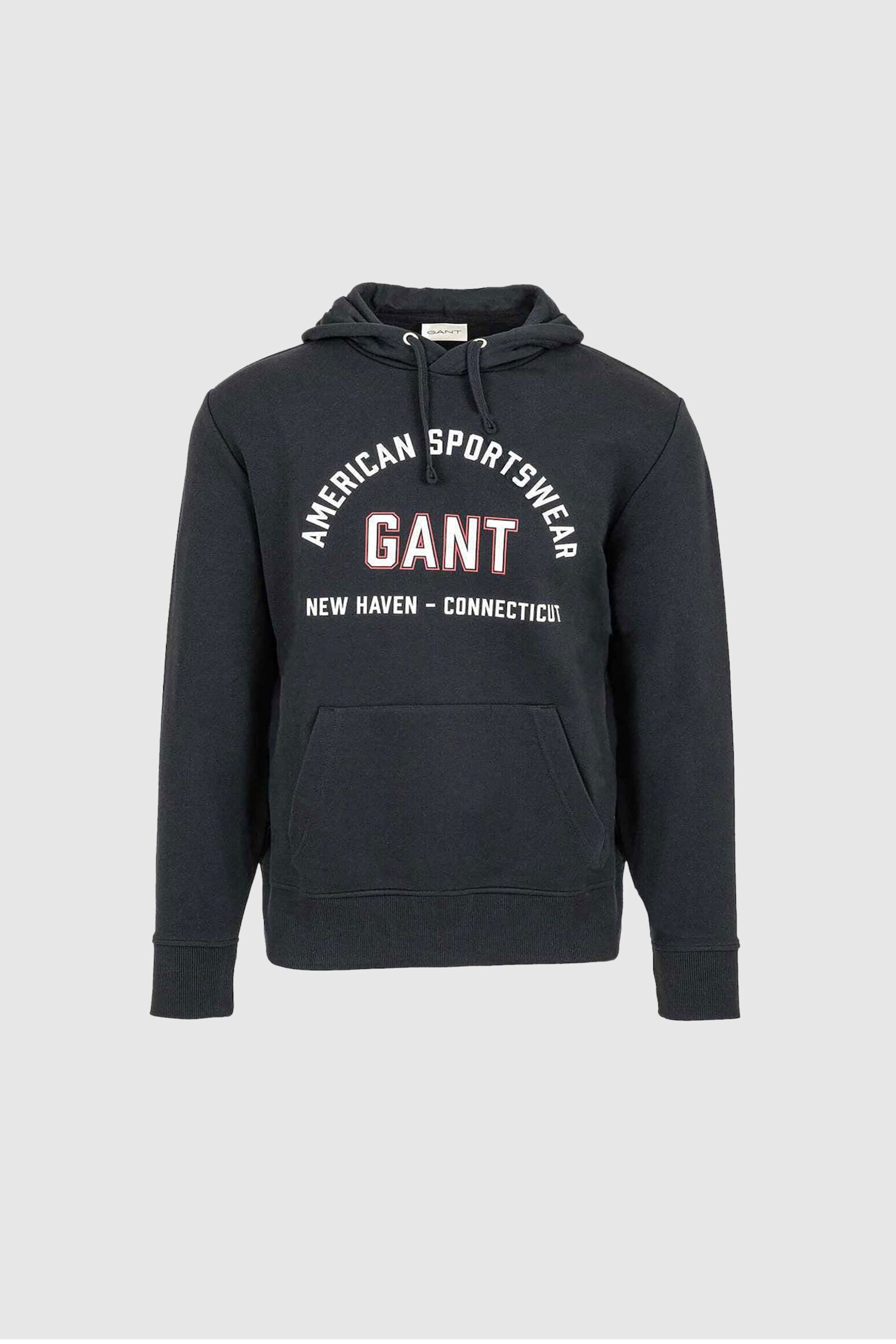 Gant ανδρική μπλούζα φούτερ με κουκούλα και graphic logo Regular Fit - 2067090 Μαύρο