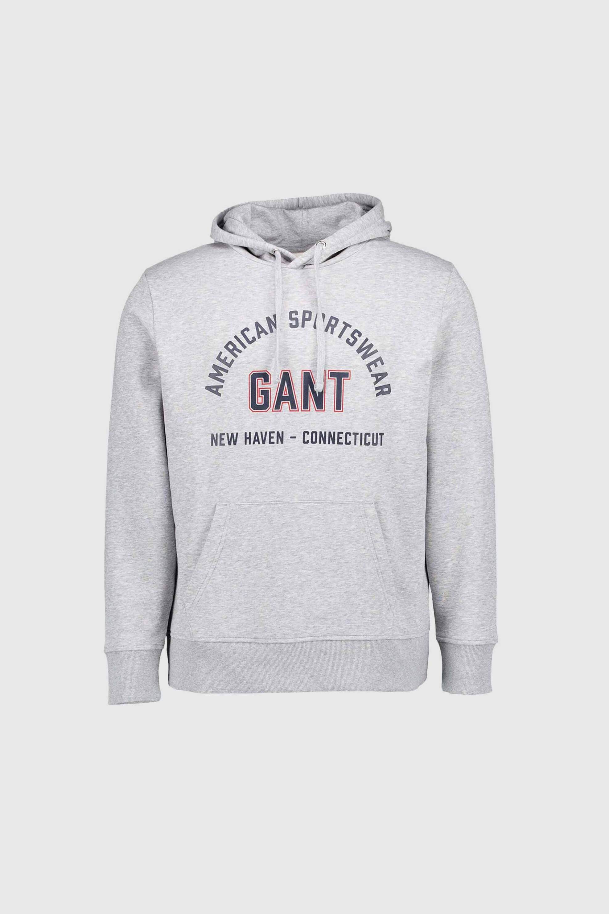 Gant ανδρική μπλούζα φούτερ με κουκούλα και graphic logo Regular Fit - 2067090 Γκρι
