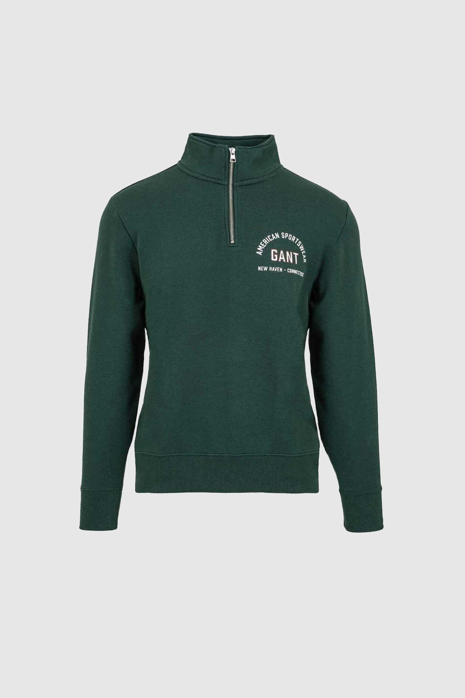 Gant ανδρική μπλούζα φούτερ με graphic logo και 1/2 φερμουάρ Regular Fit - 2067091 Πράσινο Σκούρο