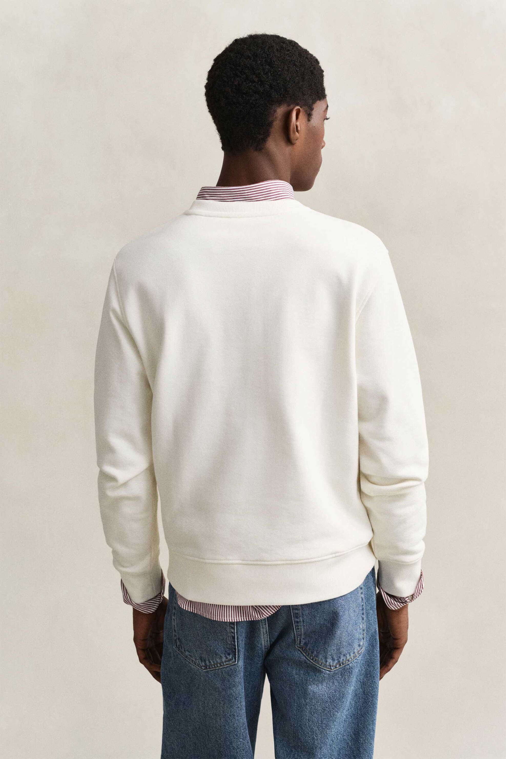Gant Ανδρική Μπλούζα Φούτερ με Μπουκλέ Lettering Regular Fit - 2067153 Κρέμ