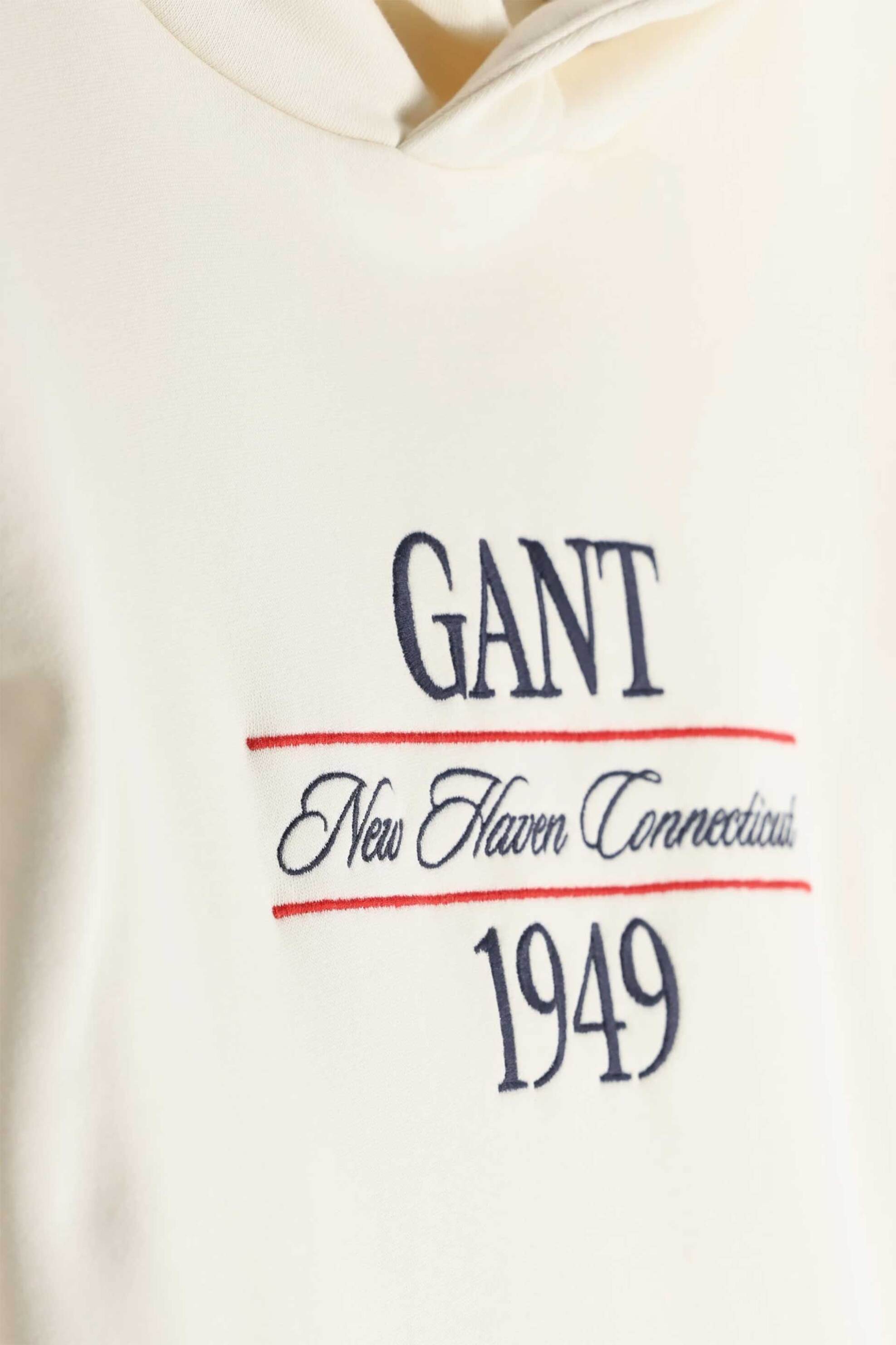 Gant Ανδρική Μπλούζα Φούτερ με Κουκούλα Και Κεντημένο Graphic Logo Regular Fit - 2067157 Κρέμ