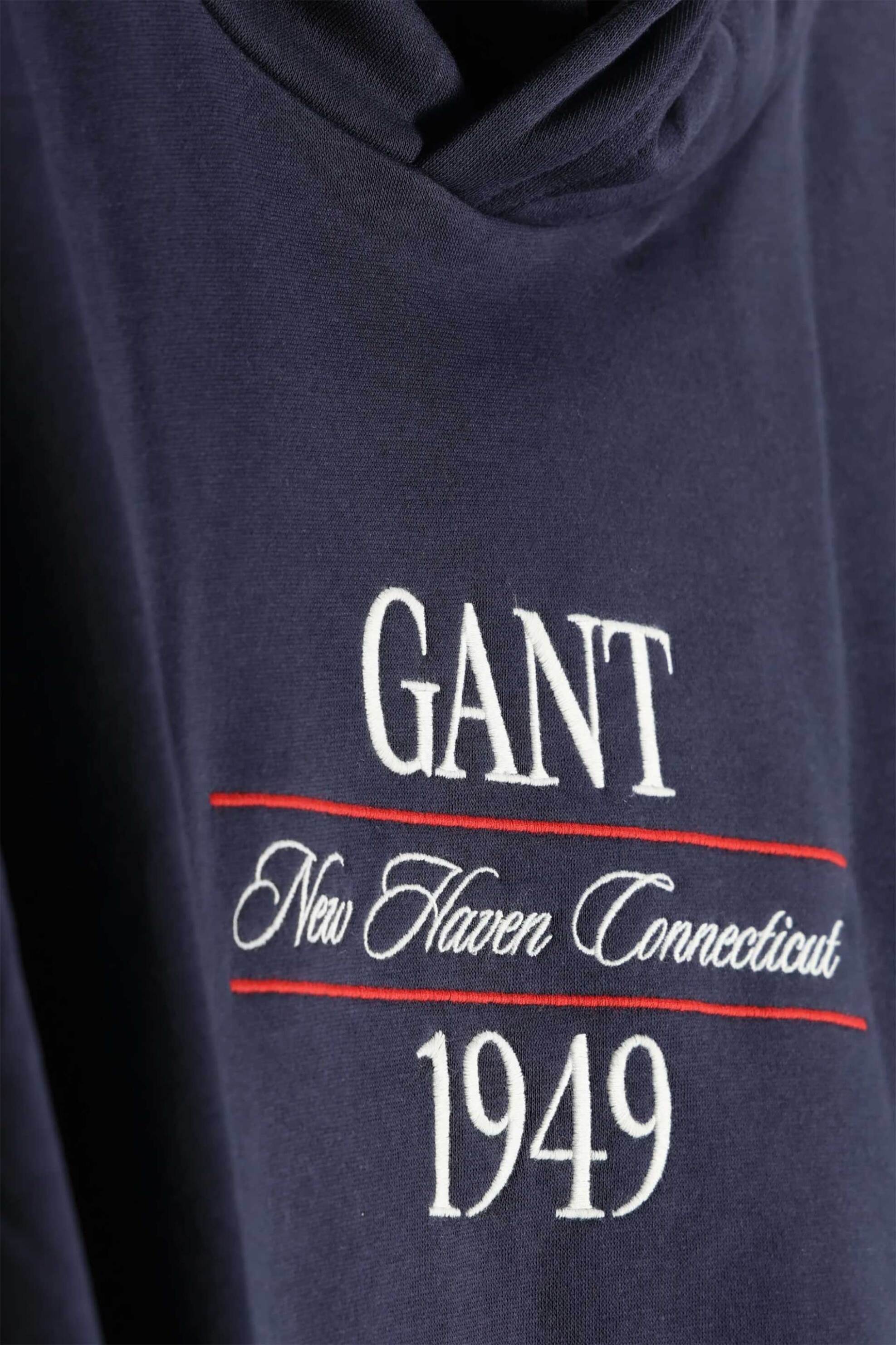 Gant Ανδρική Μπλούζα Φούτερ με Κουκούλα Και Κεντημένο Graphic Logo Regular Fit - 2067157 Μπλε Σκούρο