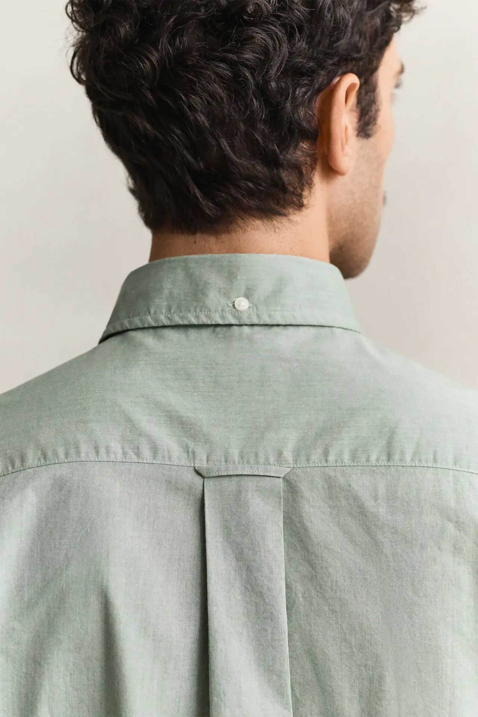 Gant Ανδρικό Πουκάμισο Poplin Button Down με Τσέπη Και Κεντημένο Λογότυπο Regular Fit - 3000100 Πράσινο Pastel