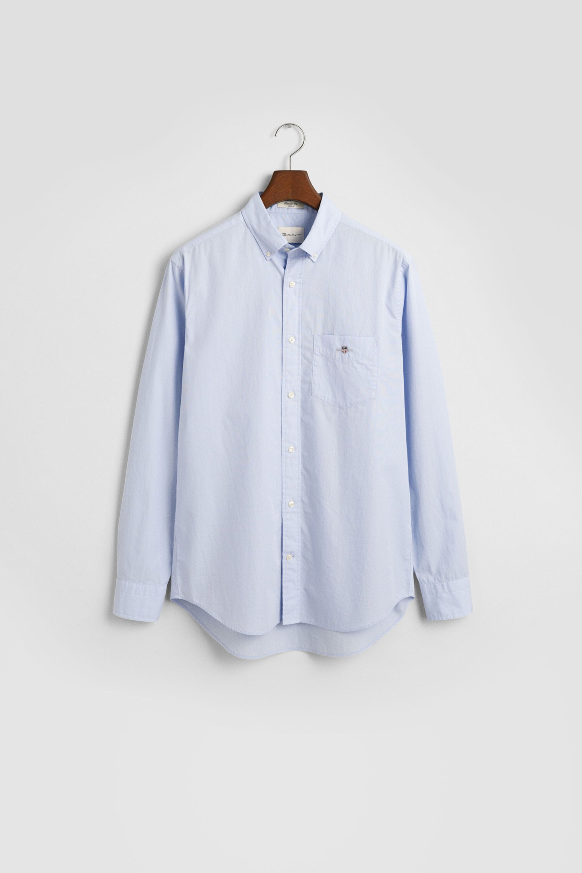 Gant Ανδρικό Πουκάμισο Poplin Button Down με Τσέπη Και Κεντημένο Λογότυπο Regular Fit - 3000100 Σιελ