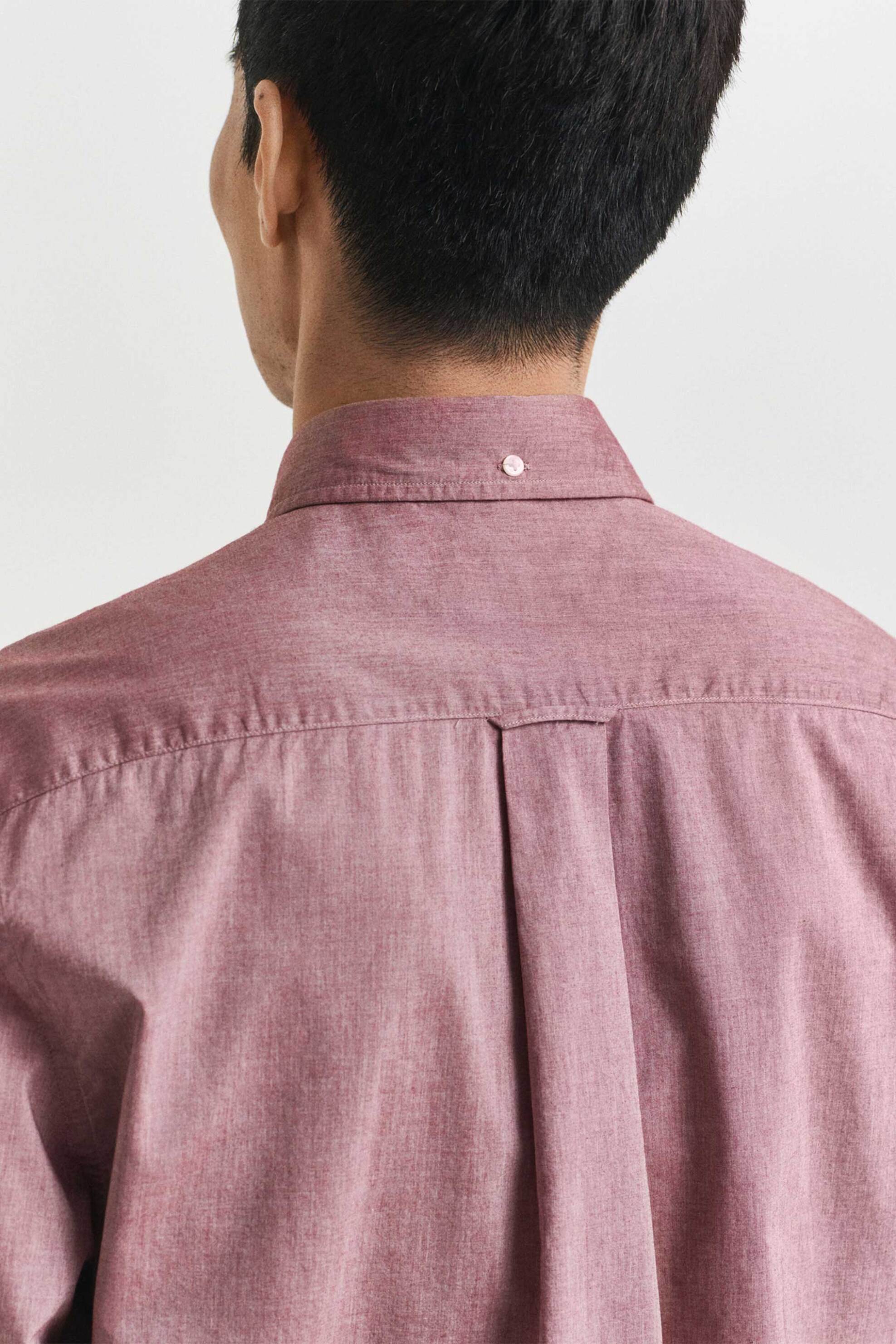 Gant Ανδρικό Πουκάμισο Poplin Button Down με Τσέπη Και Κεντημένο Λογότυπο Regular Fit - 3000100 Ροζ Persian
