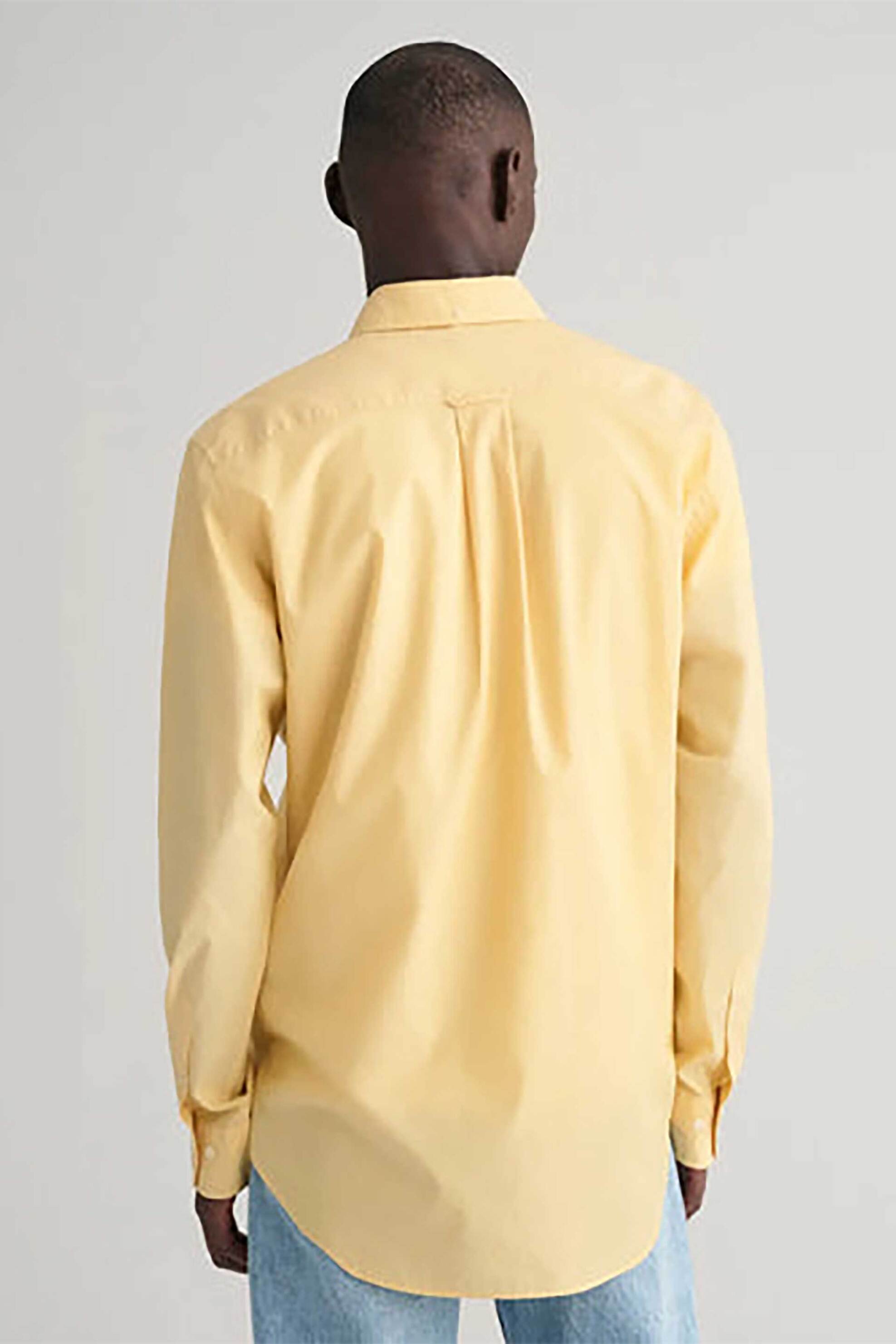 Gant Ανδρικό Πουκάμισο Poplin Button Down με Τσέπη Και Κεντημένο Λογότυπο Regular Fit - 3000100 Κίτρινο