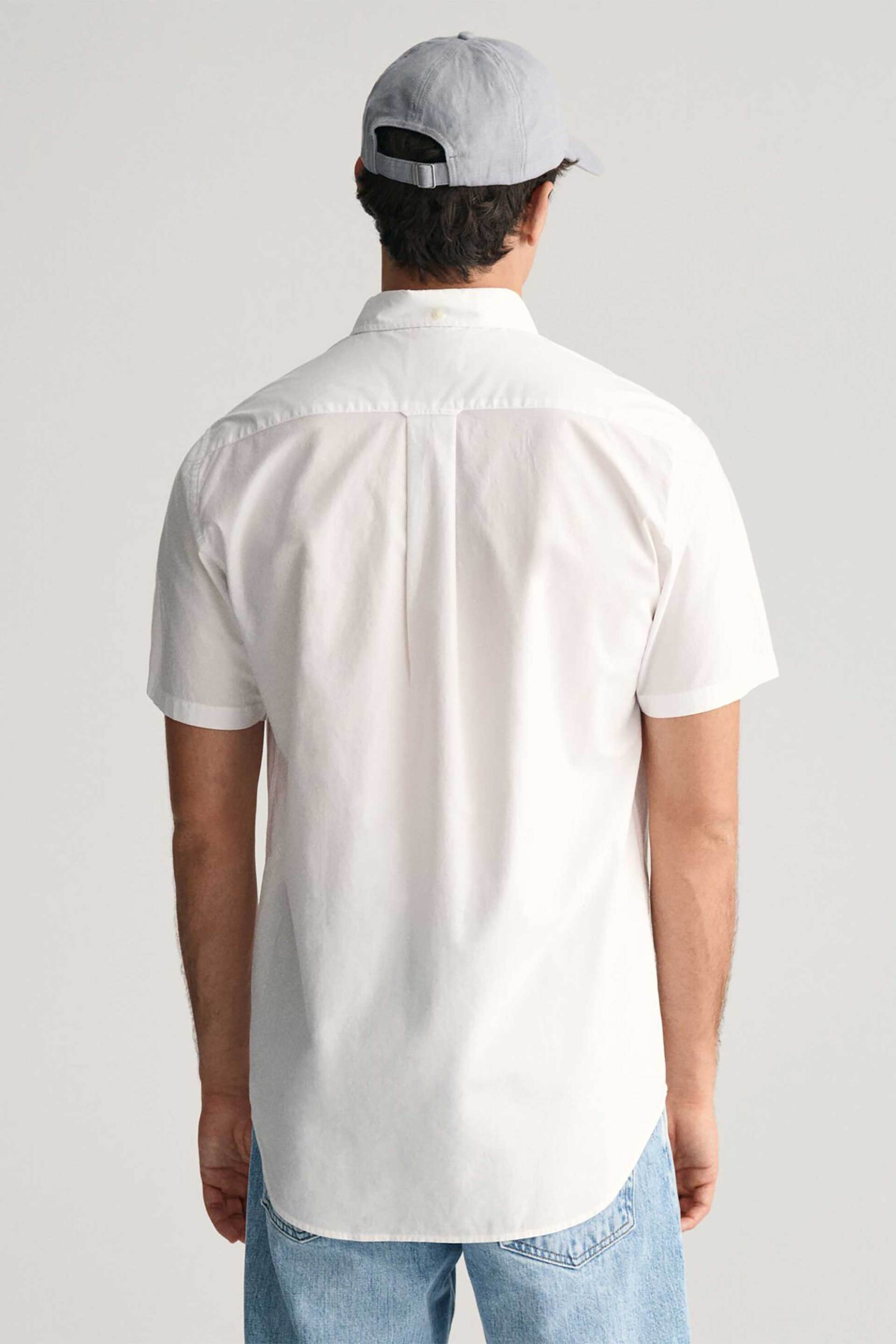 Gant Ανδρικό Κοντομάνικο Πουκάμισο Button Down με Τσέπη Και Λογότυπο Regular Fit - 3000101 Λευκό
