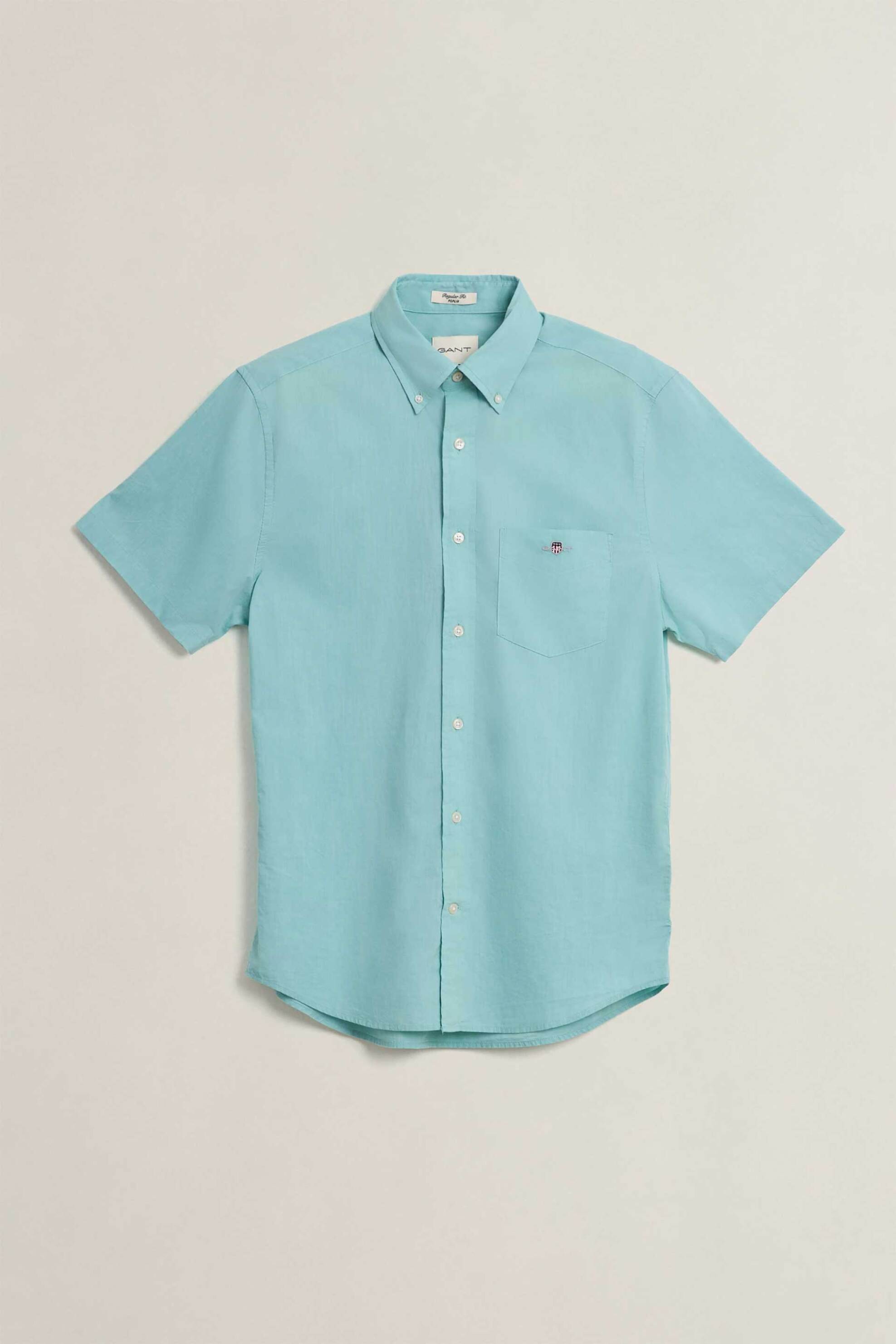 Gant ανδρικό κοντομάνικο πουκάμισο button down με τσέπη και λογότυπο Regular Fit - 3000101 Βεραμάν