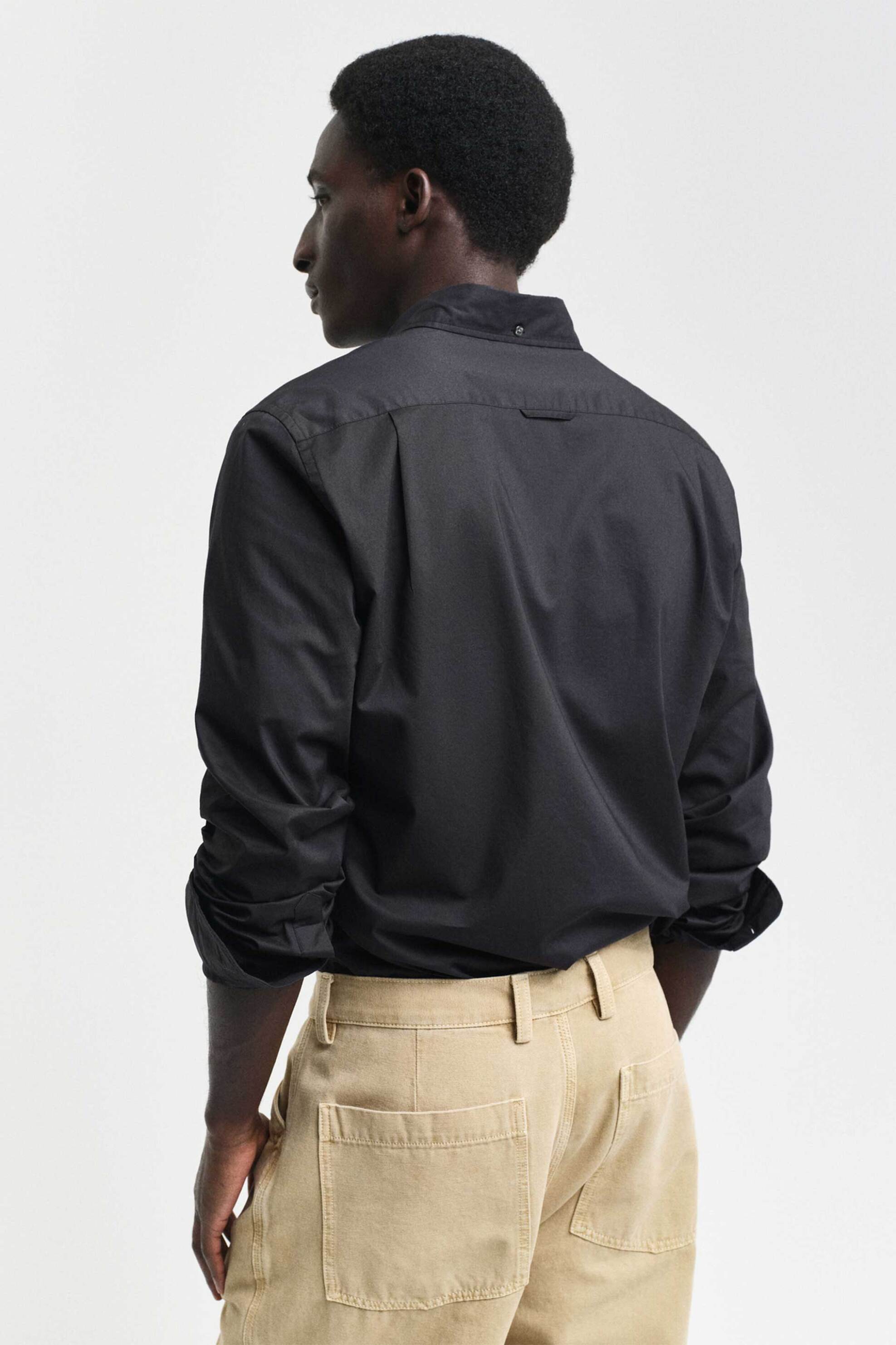 Gant Ανδρικό Πουκάμισο Button Down Classic Poplin με Κεντημένο Λογότυπο Slim Fit - 3000102 Μαύρο