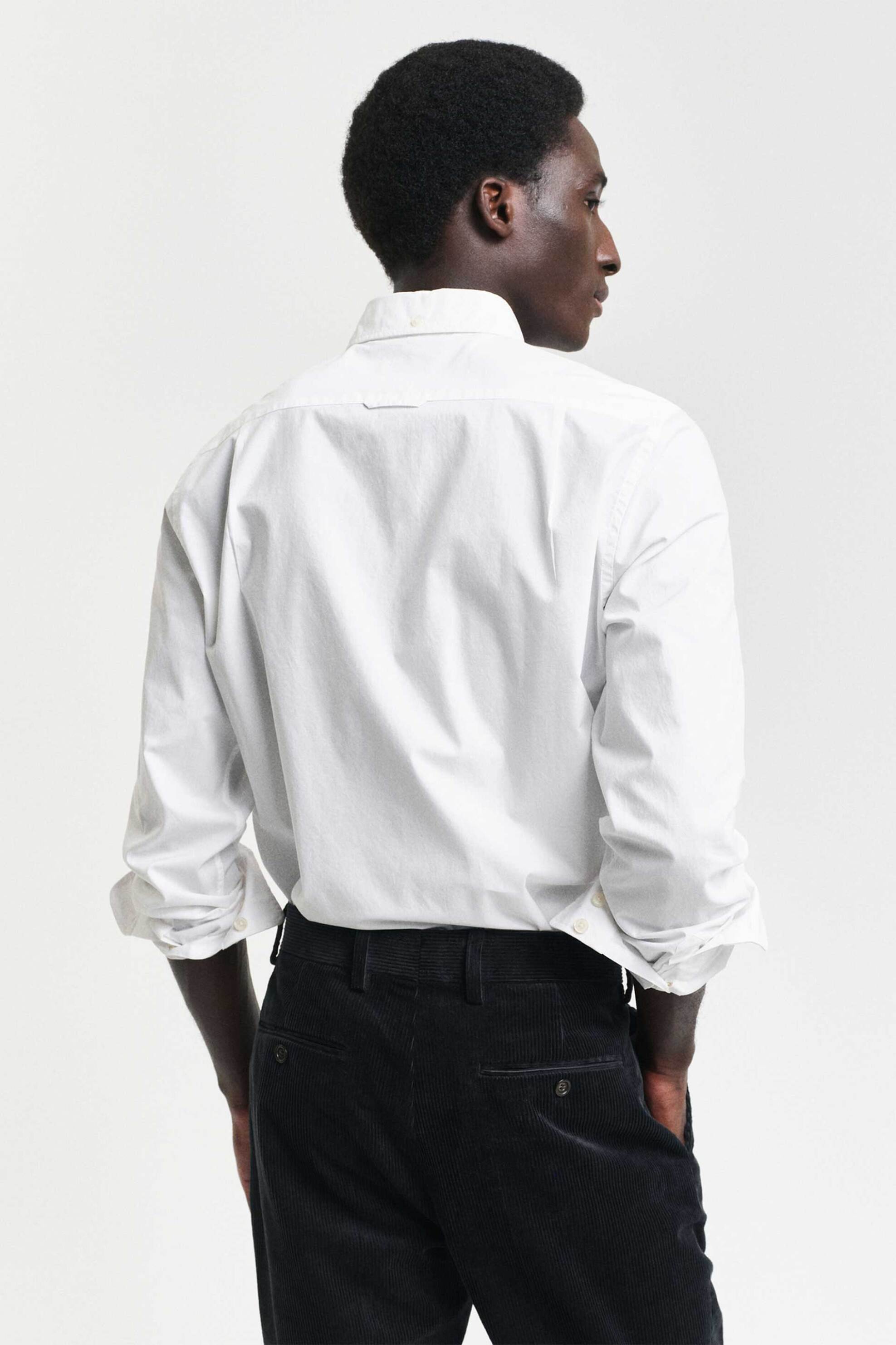 Gant Ανδρικό Πουκάμισο Button Down Classic Poplin με Κεντημένο Λογότυπο Slim Fit - 3000102 Λευκό
