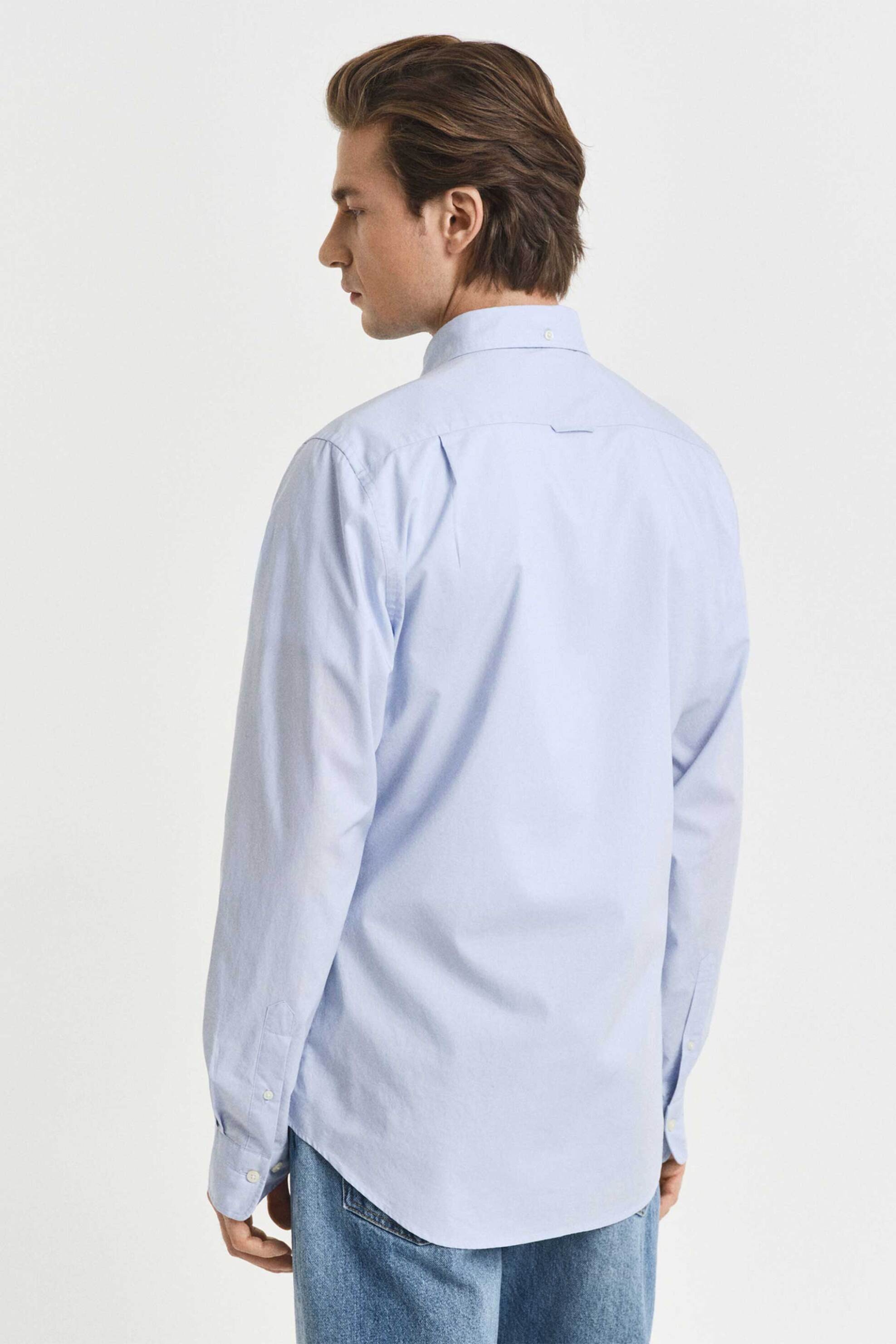 Gant Ανδρικό Πουκάμισο Button Down Classic Poplin με Κεντημένο Λογότυπο Slim Fit - 3000102 Σιελ