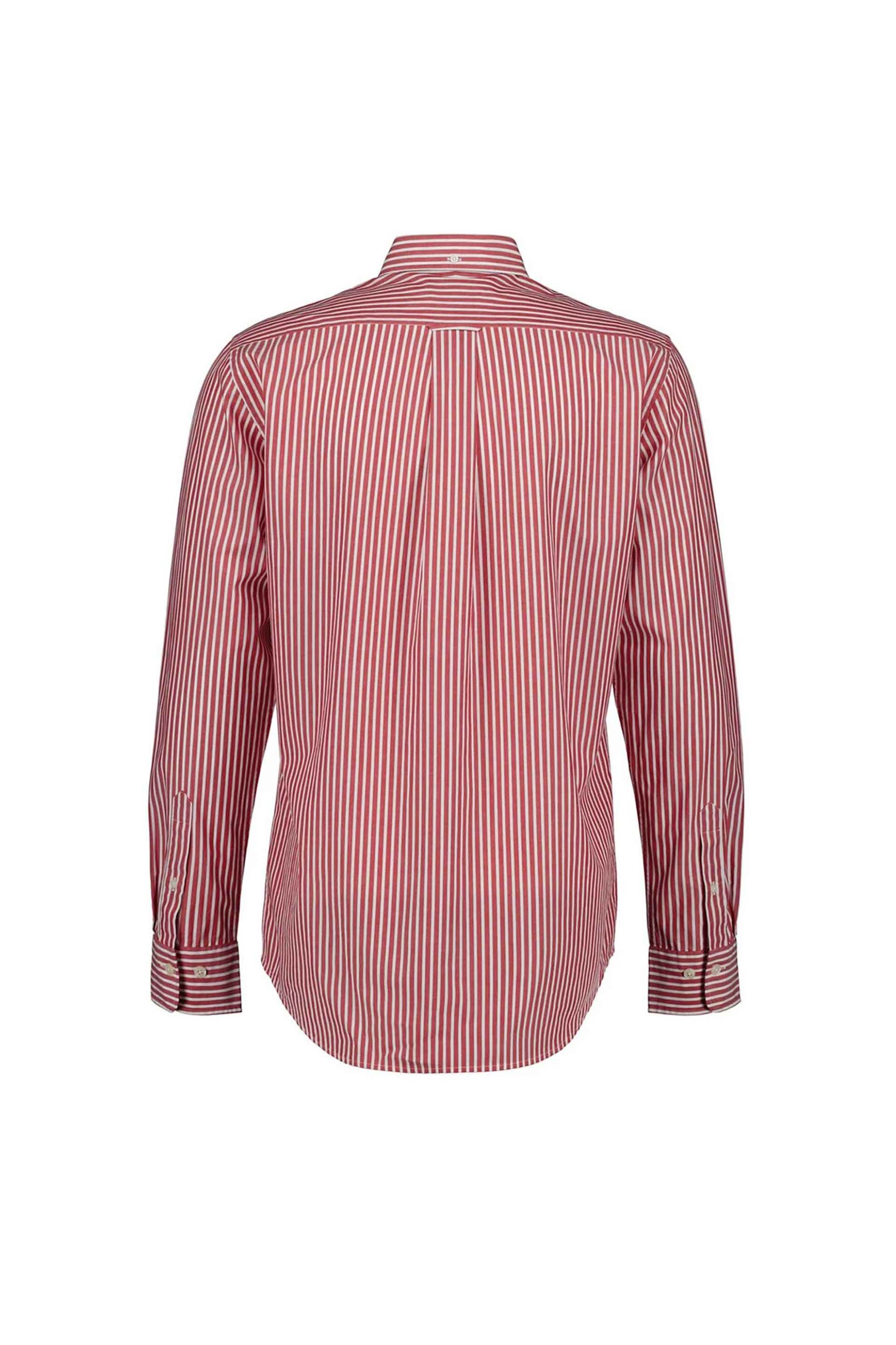 Gant Ανδρικό Πουκάμισο Button Down με Ριγέ Σχέδιο Και Τσέπη Κεντημένο Λογότυπο Regular Fit - 3000130 Κόκκινο