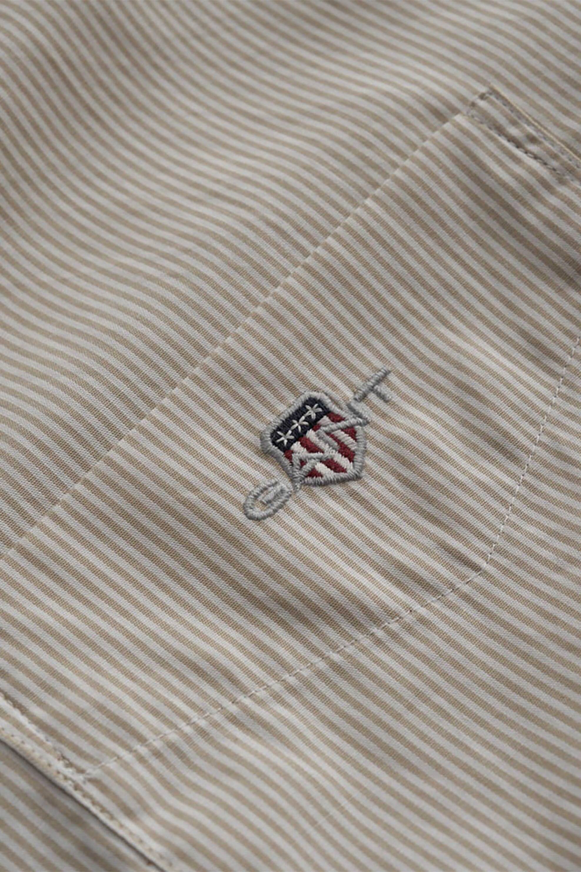 Gant Ανδρικό Πουκάμισο Button Down με Ψιλό Ριγέ Σχέδιο Και Τσέπη Κεντημένο Λογότυπο Regular Fit - 3000140 Μπεζ