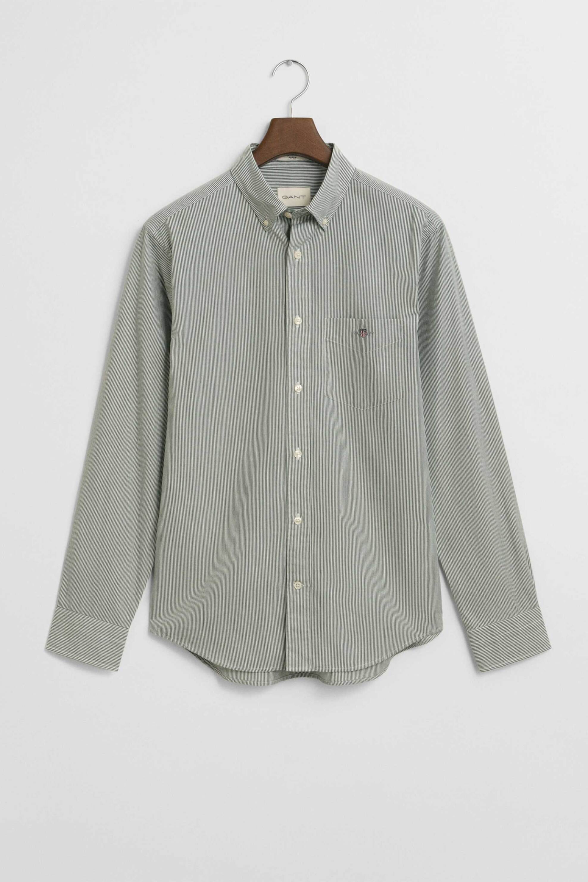 Gant ανδρικό πουκάμισο button down με ψιλό ριγέ σχέδιο και τσέπη με κεντημένο λογότυπο Regular Fit - 3000140 Κυπαρισσί