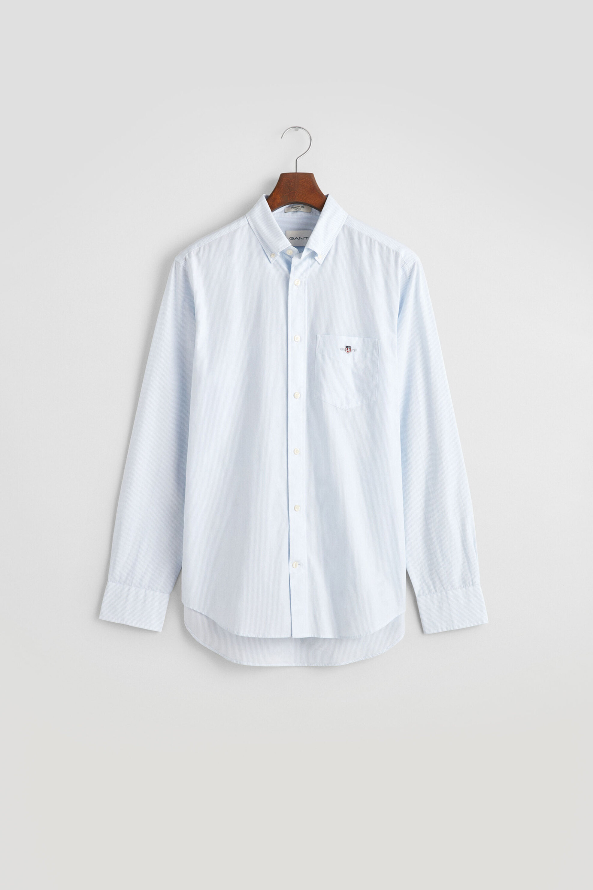 Gant Ανδρικό Πουκάμισο Button Down με Ψιλό Ριγέ Σχέδιο Και Τσέπη Κεντημένο Λογότυπο Regular Fit - 3000140 Σιελ