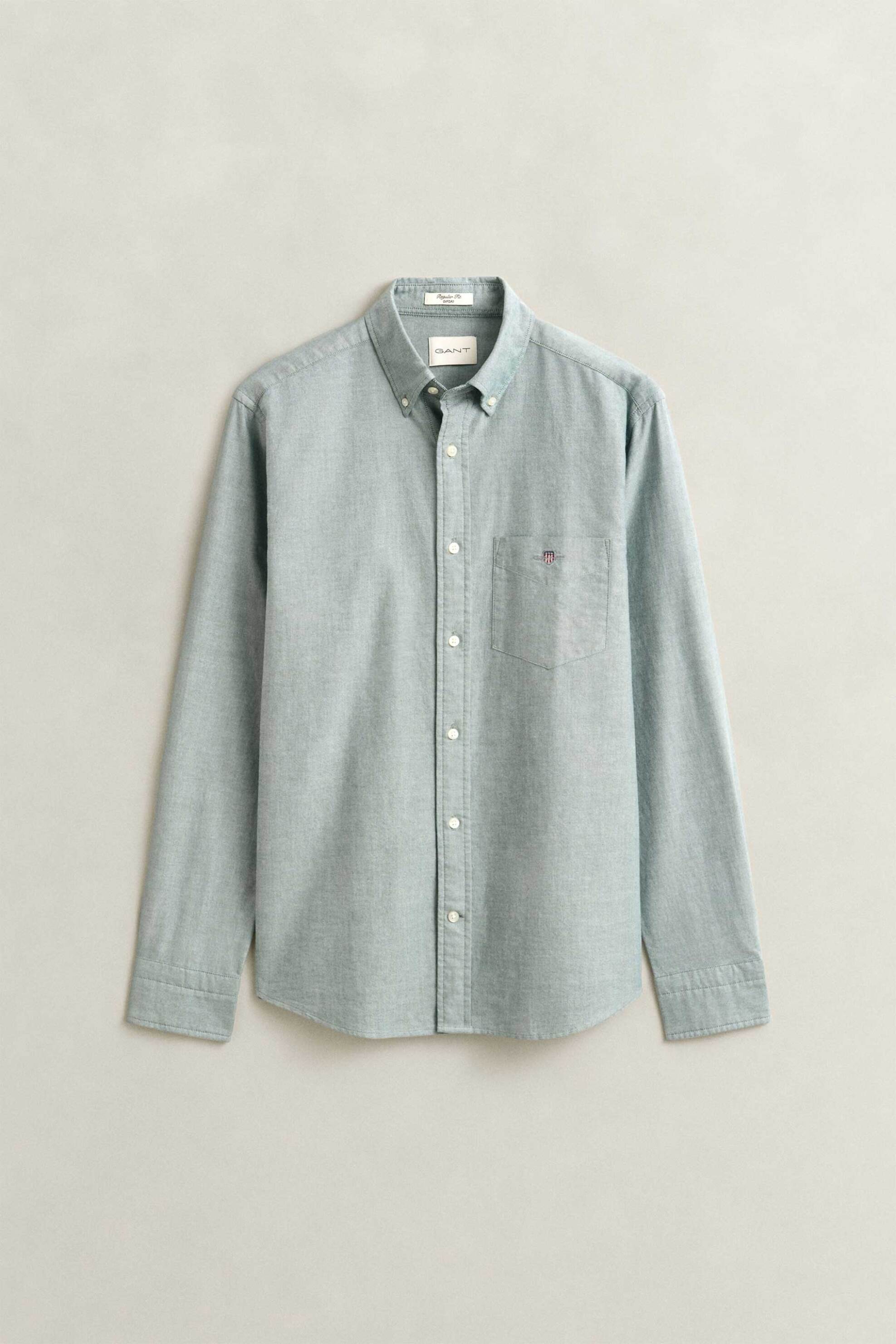 Gant Ανδρικό Πουκάμισο Oxford Button Down με Τσέπη Και Κεντημένο Λογότυπο Regular Fit - 3000200 Πράσινο Leaf
