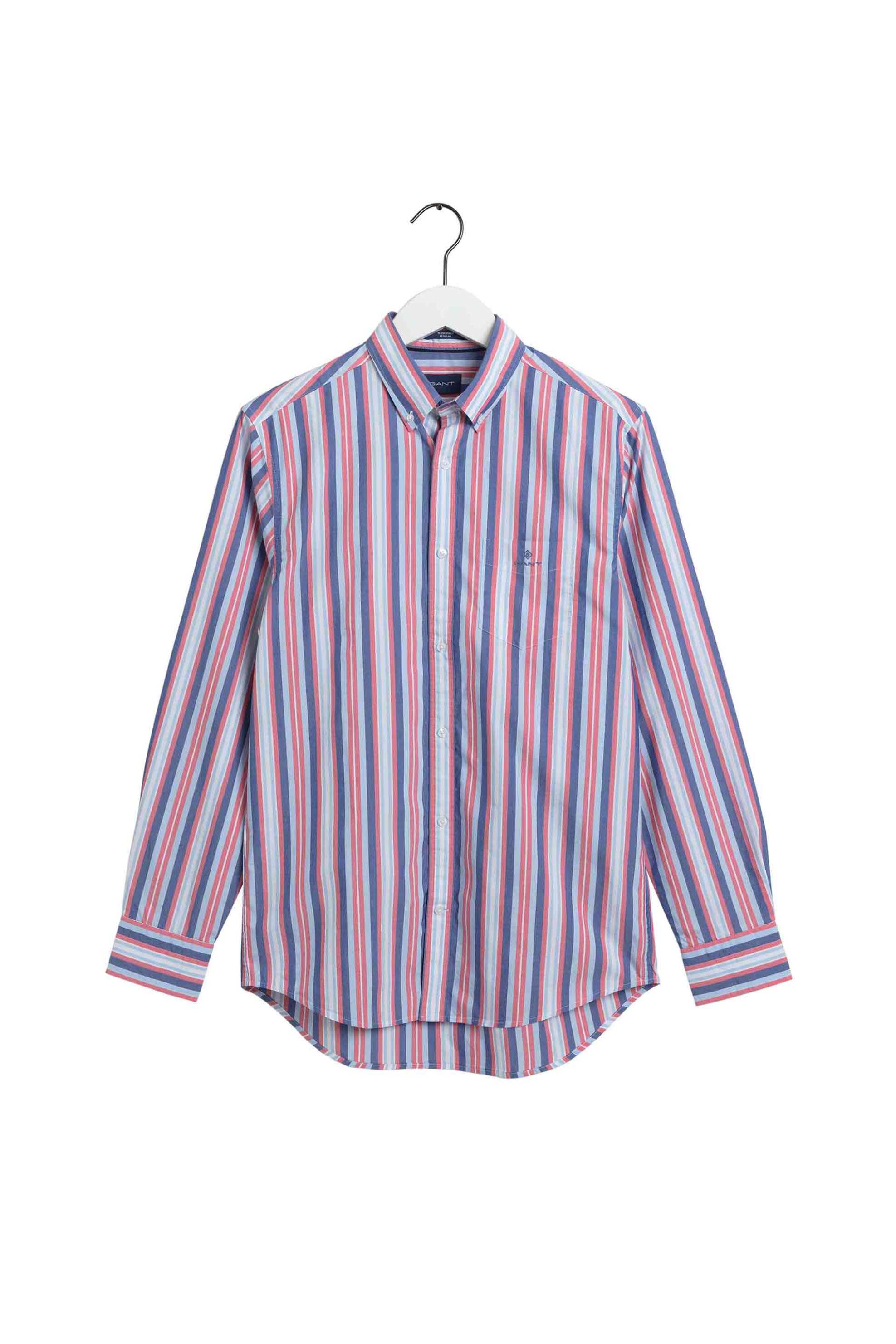 Gant ανδρικό πουκάμισο button down με ριγέ σχέδιο και τσέπη με λογότυπο Regular Fit - 3033130 Ροζ