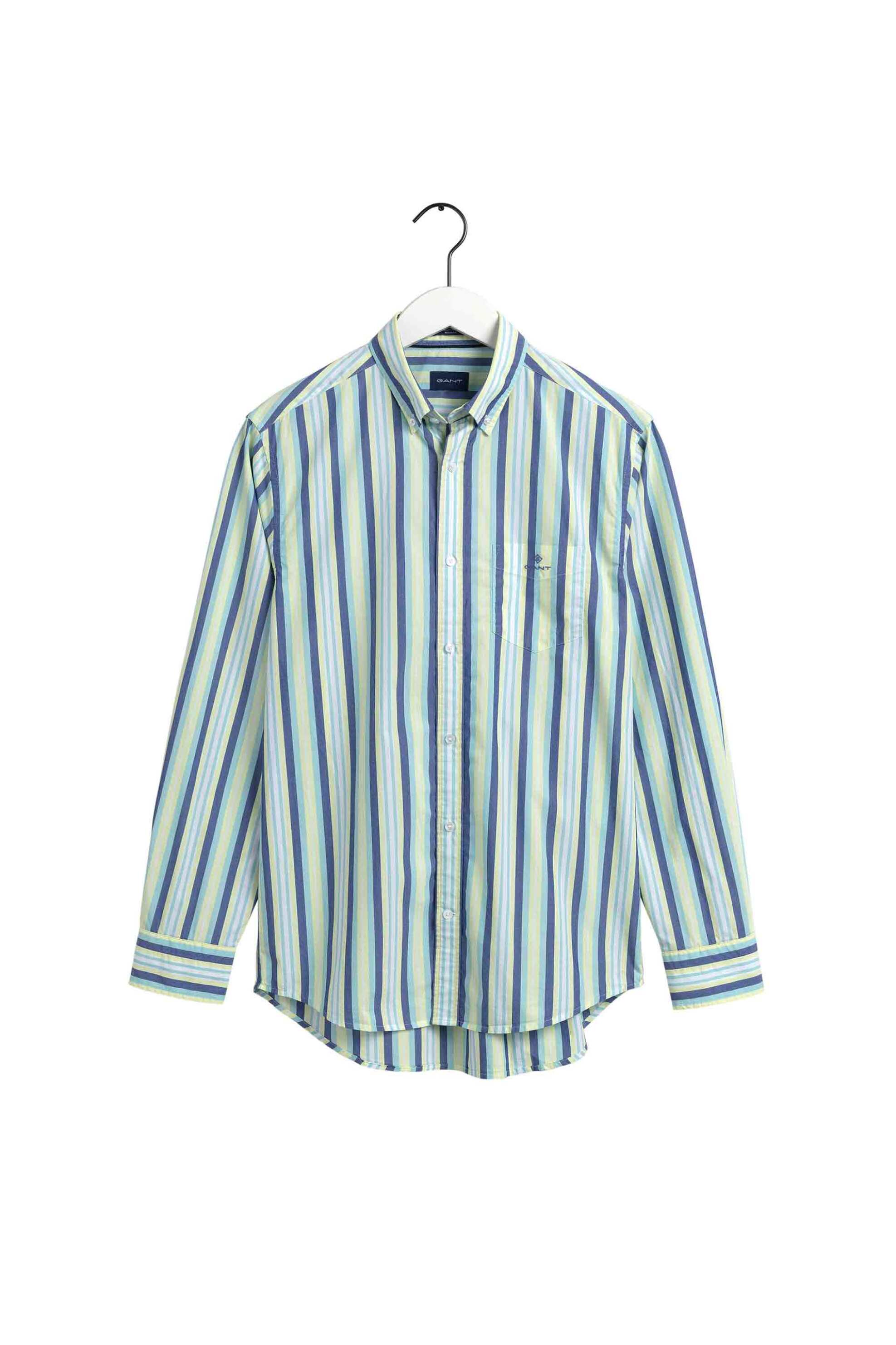 Gant ανδρικό πουκάμισο button down με ριγέ σχέδιο και τσέπη με λογότυπο Regular Fit - 3033130 Πράσινο