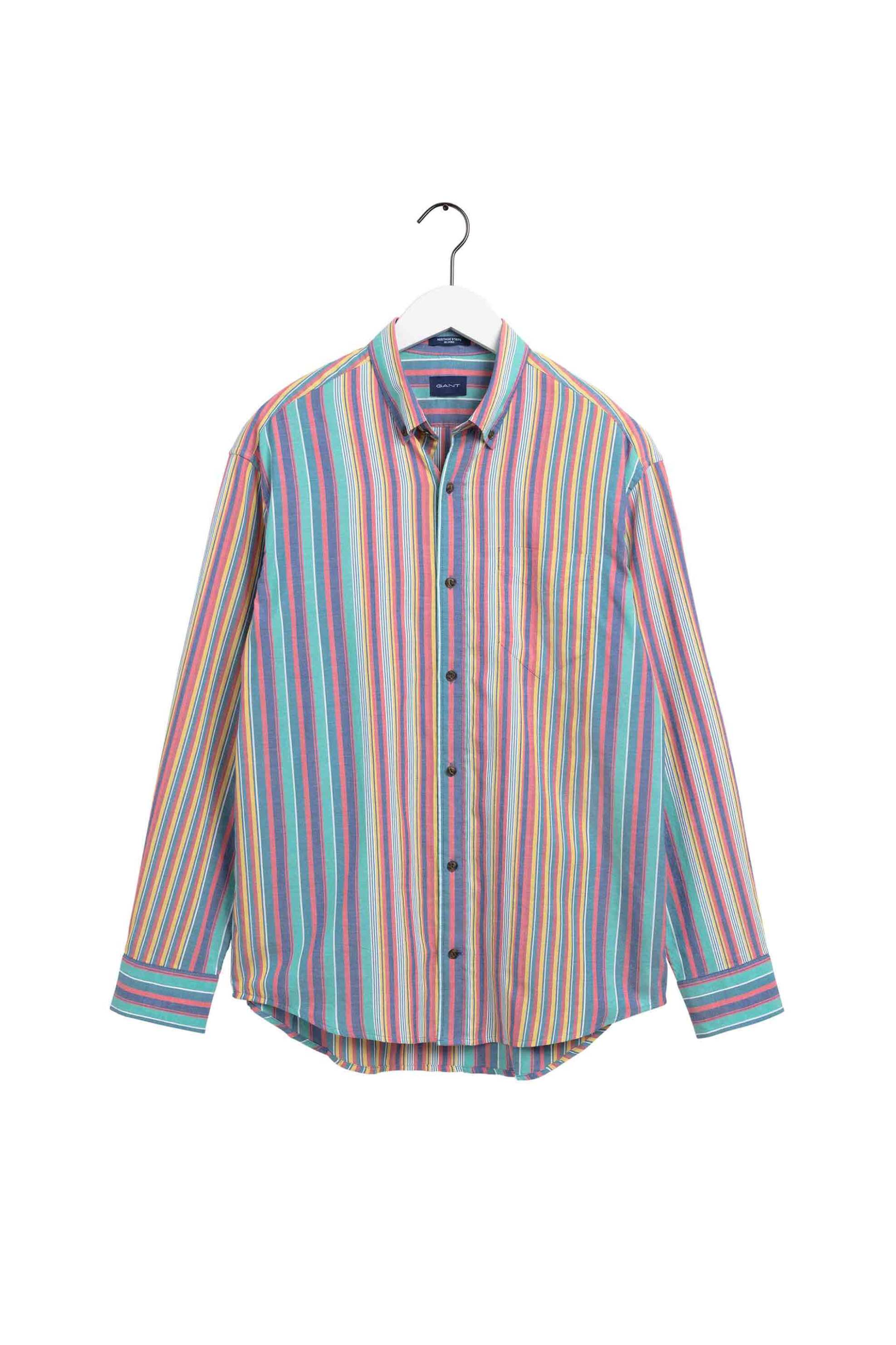 GANT Gant ανδρικό πουκάμισο button down με πολύχρωμο ριγέ σχέδιο και τσέπη στο στήθος Relaxed Fit - 3033330 Πολύχρωμο