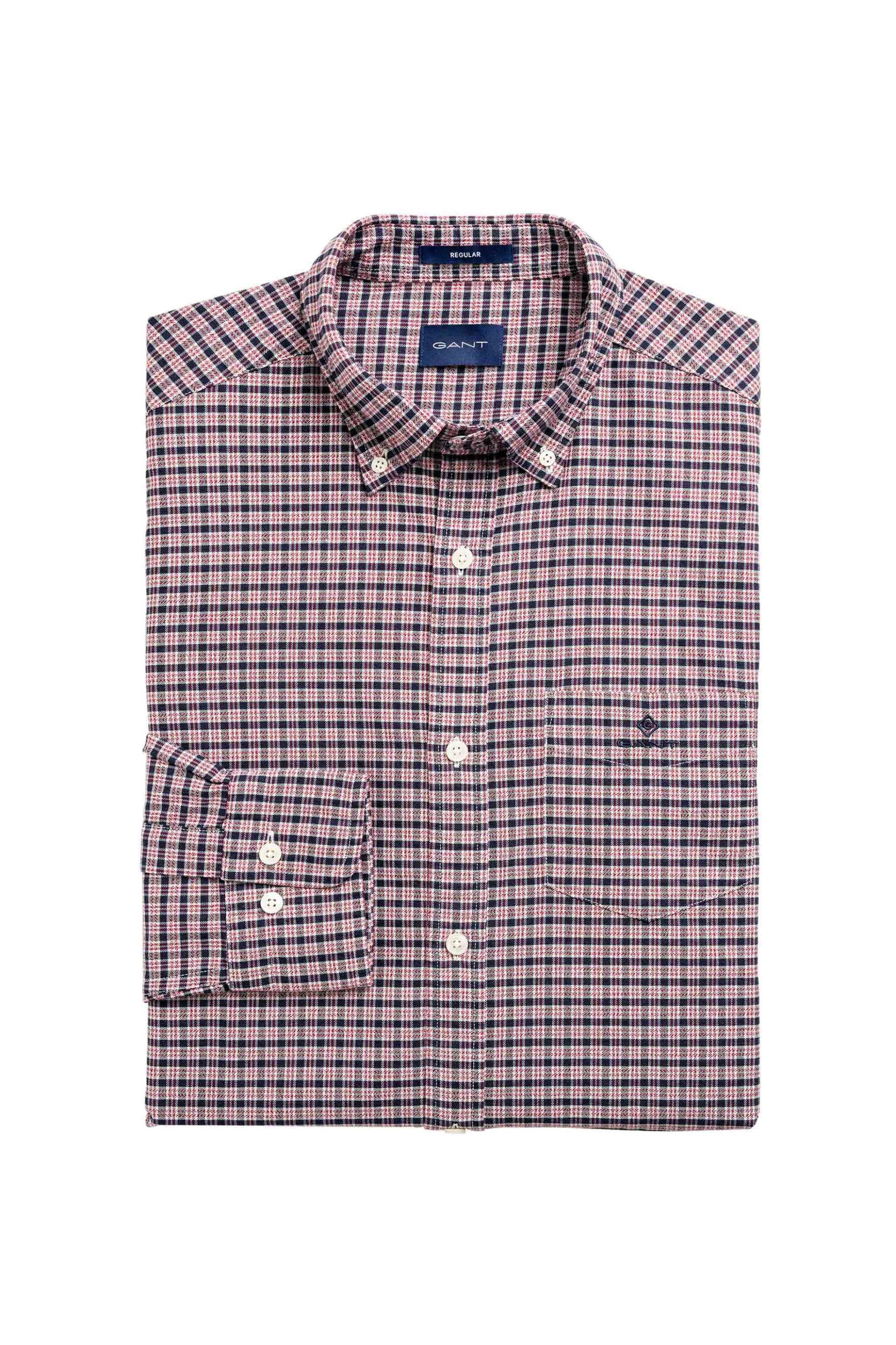 Gant ανδρικό πουκάμισο button down με καρό σχέδιο και τσέπη με λογότυπο Regular Fit - 3058300 Κόκκινο