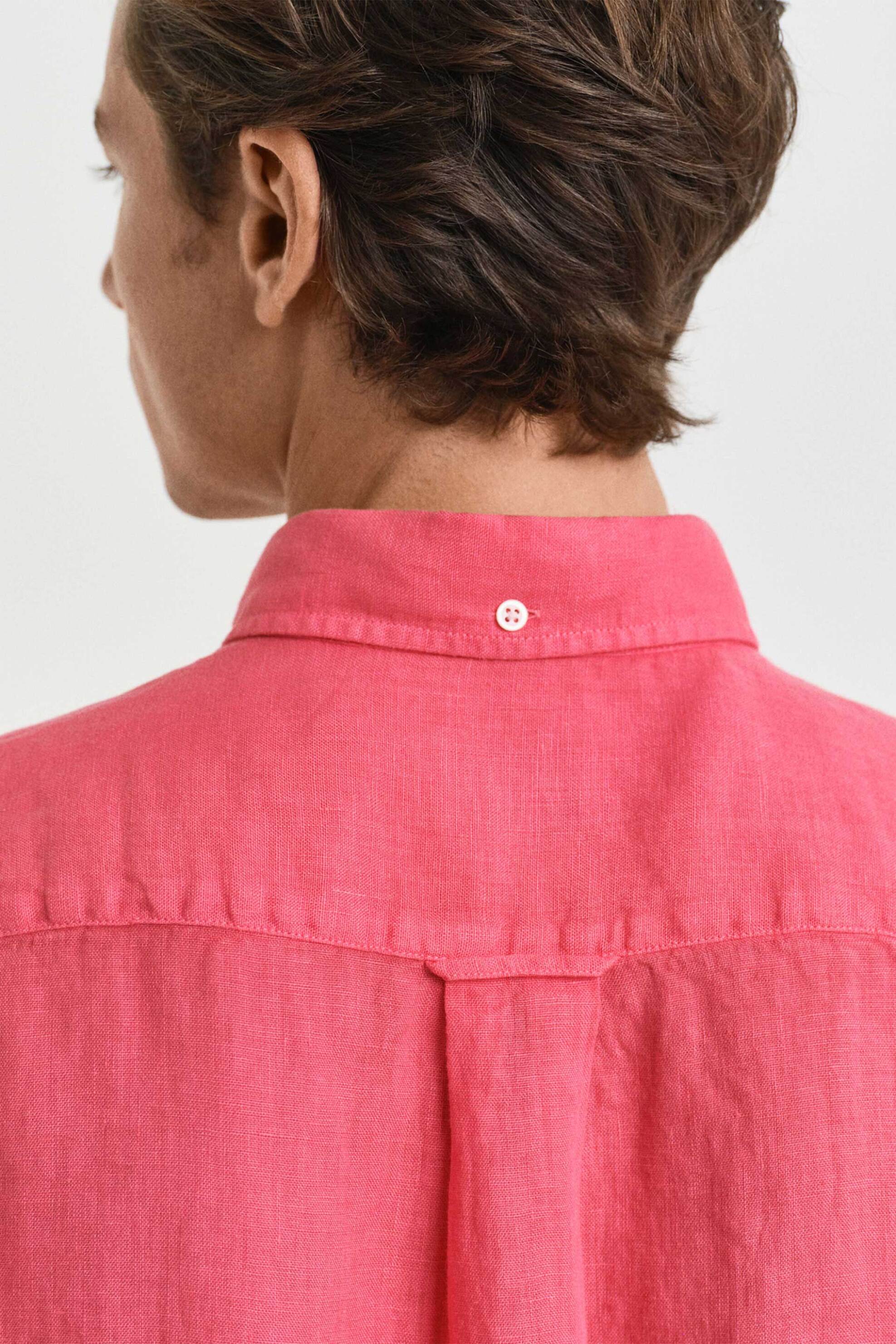Gant Ανδρικό Λινό Πουκάμισο Button Down με Τσέπη Και Κεντημένο Λογότυπο Regular Fit - 3240120 Κοραλί