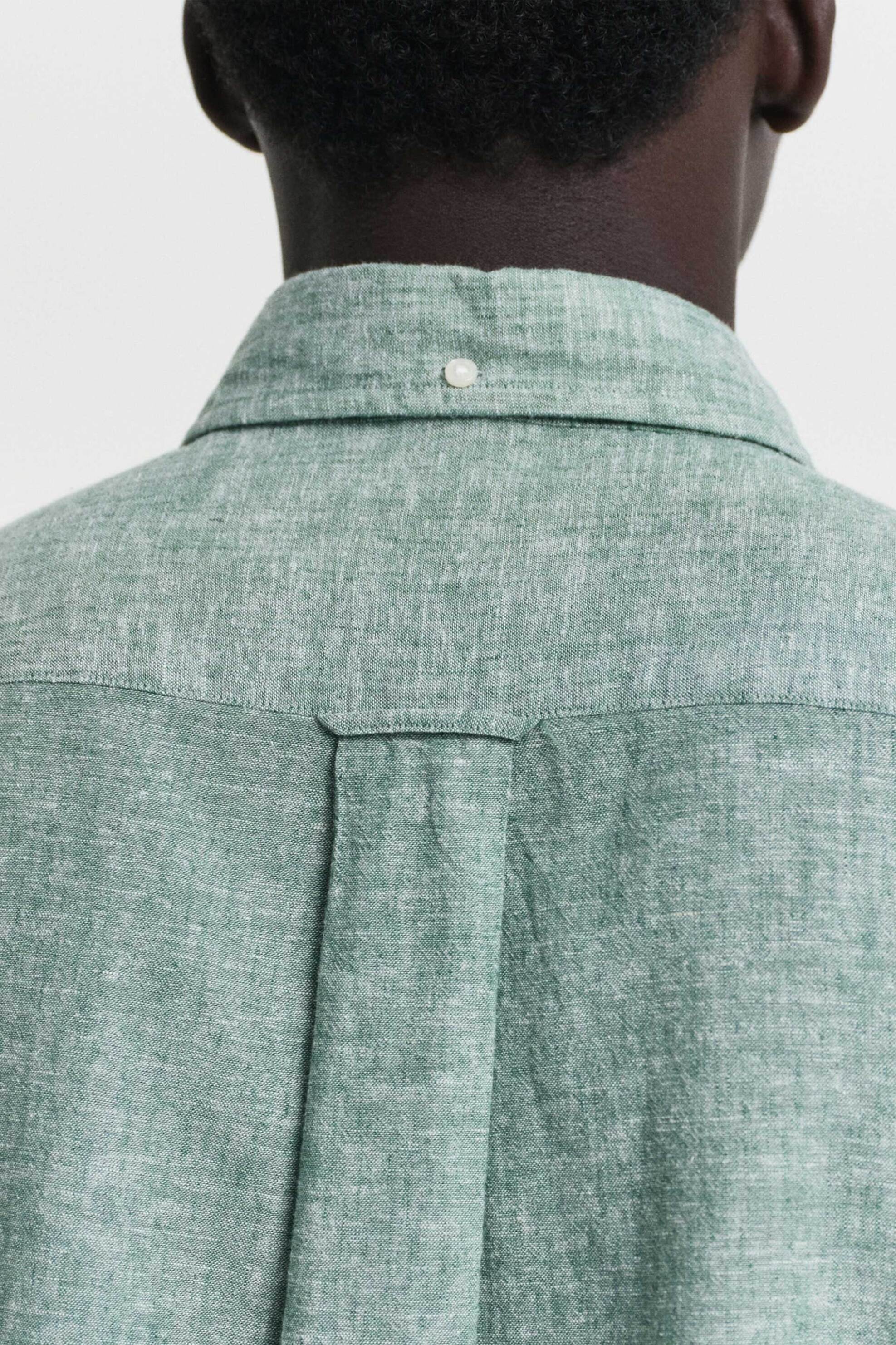 Gant Ανδρικό Πουκάμισο Button Down από Λινάρι Και Βαμβάκι με Τσέπη Λογότυπο Regular Fit - 3250082 Πράσινο Ανοιχτό