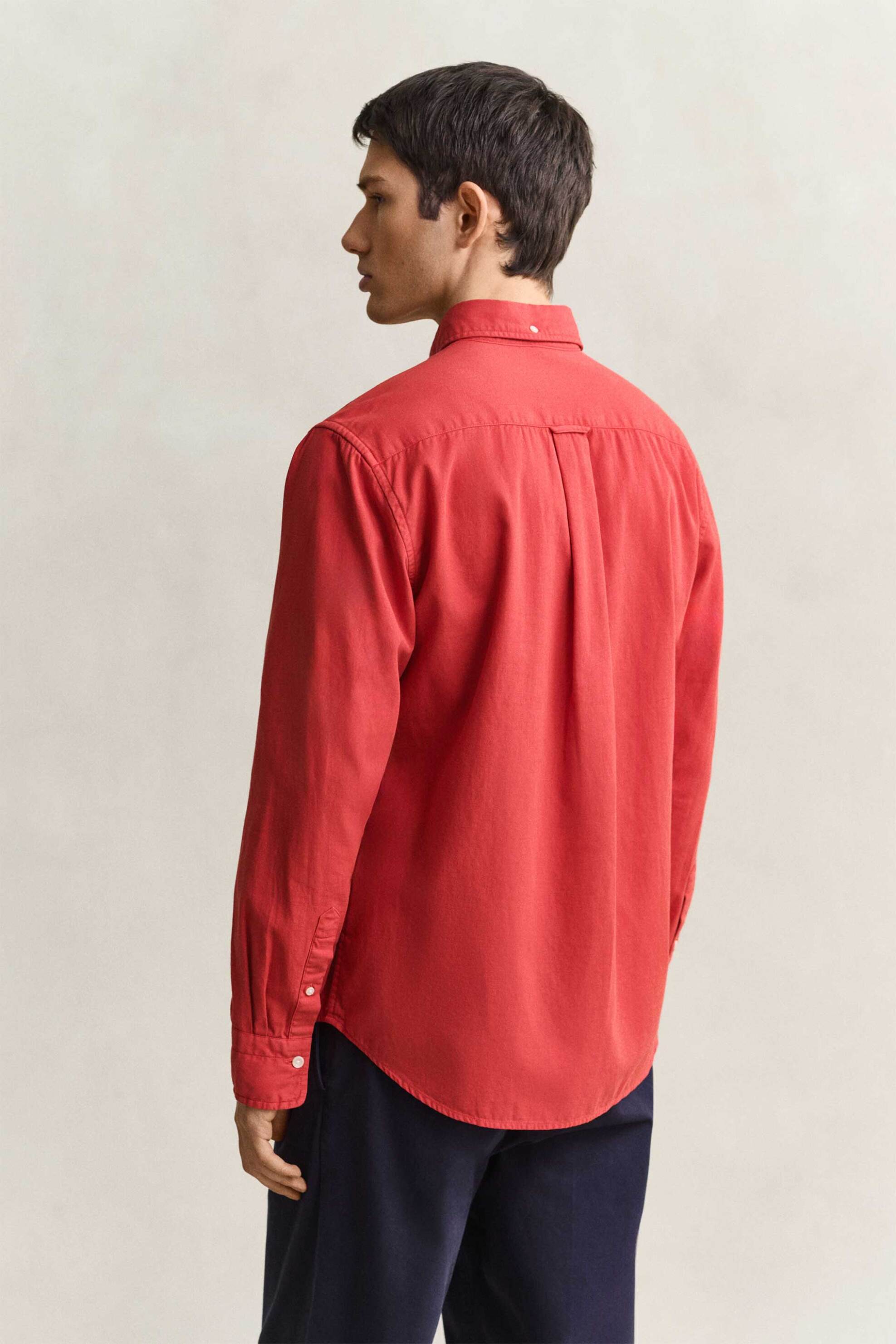 Gant Ανδρικό Πουκάμισο Twill Button Down με Τσέπη Και Κεντημένο Λογότυπο Regular Fit - 3250203 Κόκκινο Καρπουζί
