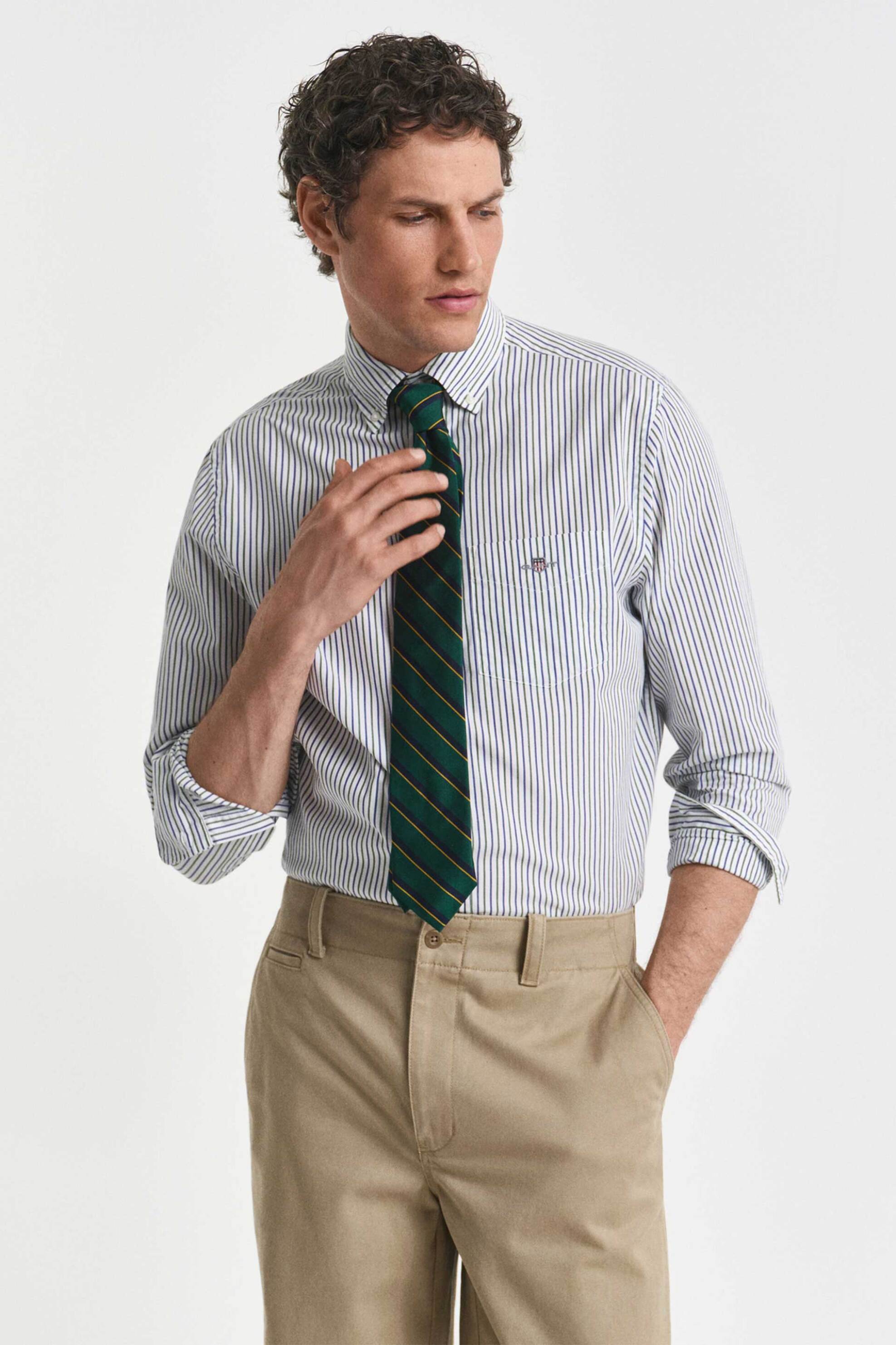 Gant ανδρικό πουκάμισο button down με ριγέ σχέδιο Regular Fit - 3250211 Πράσινο
