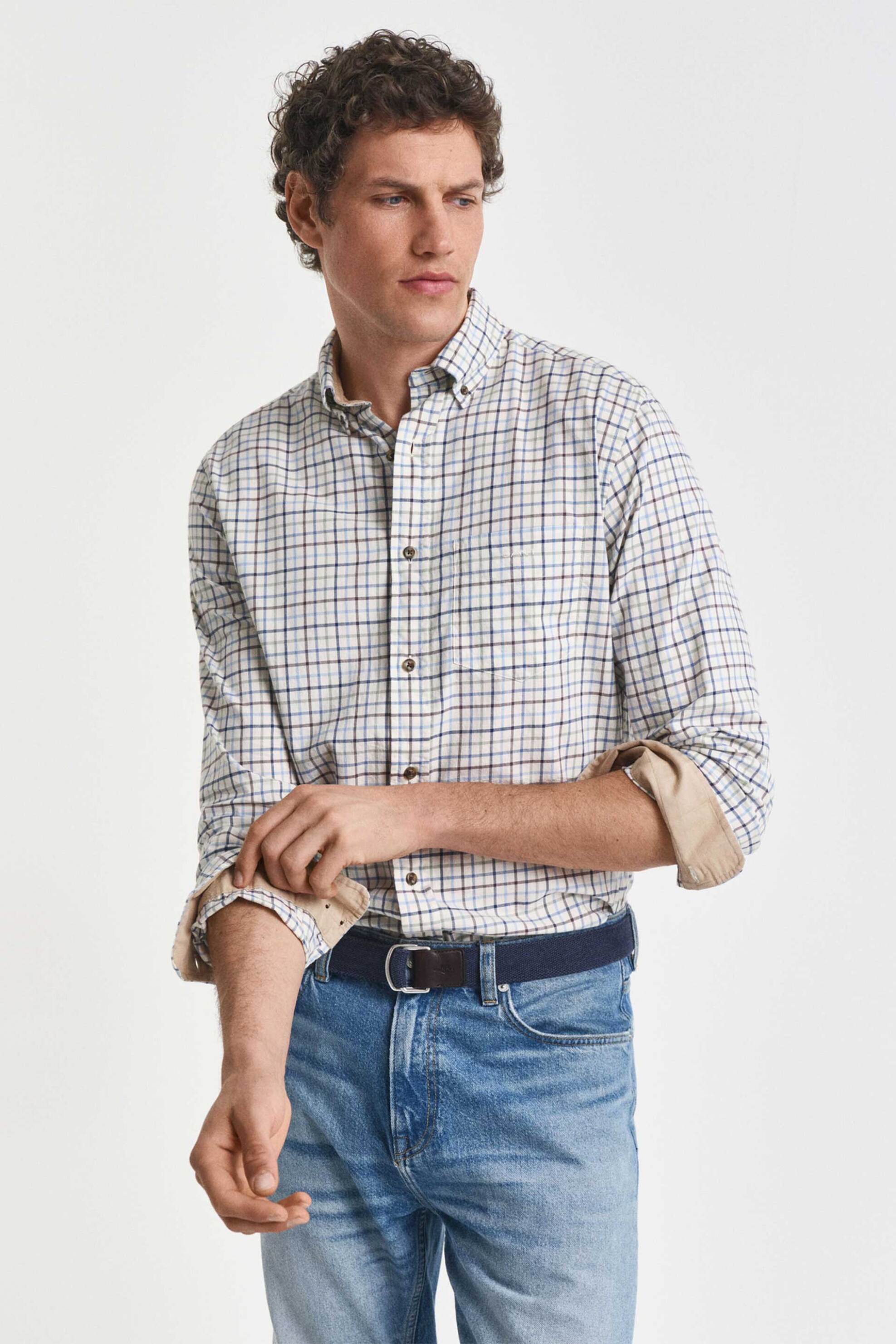 Gant ανδρικό πουκάμισο button down με καρό σχέδιο Regular Fit - 3250226 Γαλάζιο