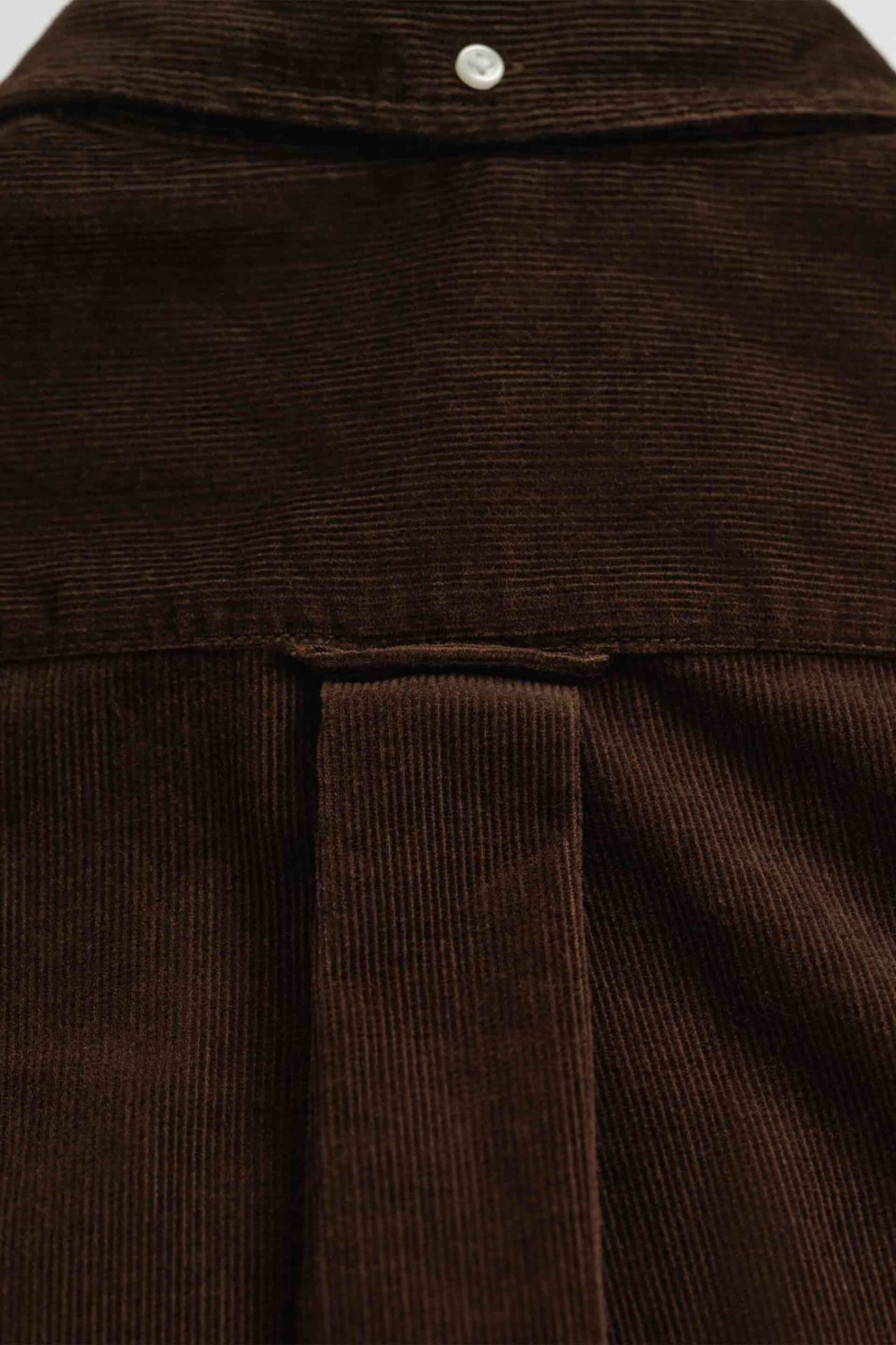 Gant ανδρικό κοτλέ πουκάμισο button down με τσέπη και κεντημένο λογότυπο Regular Fit - 3250230 Καφέ φωτογραφία