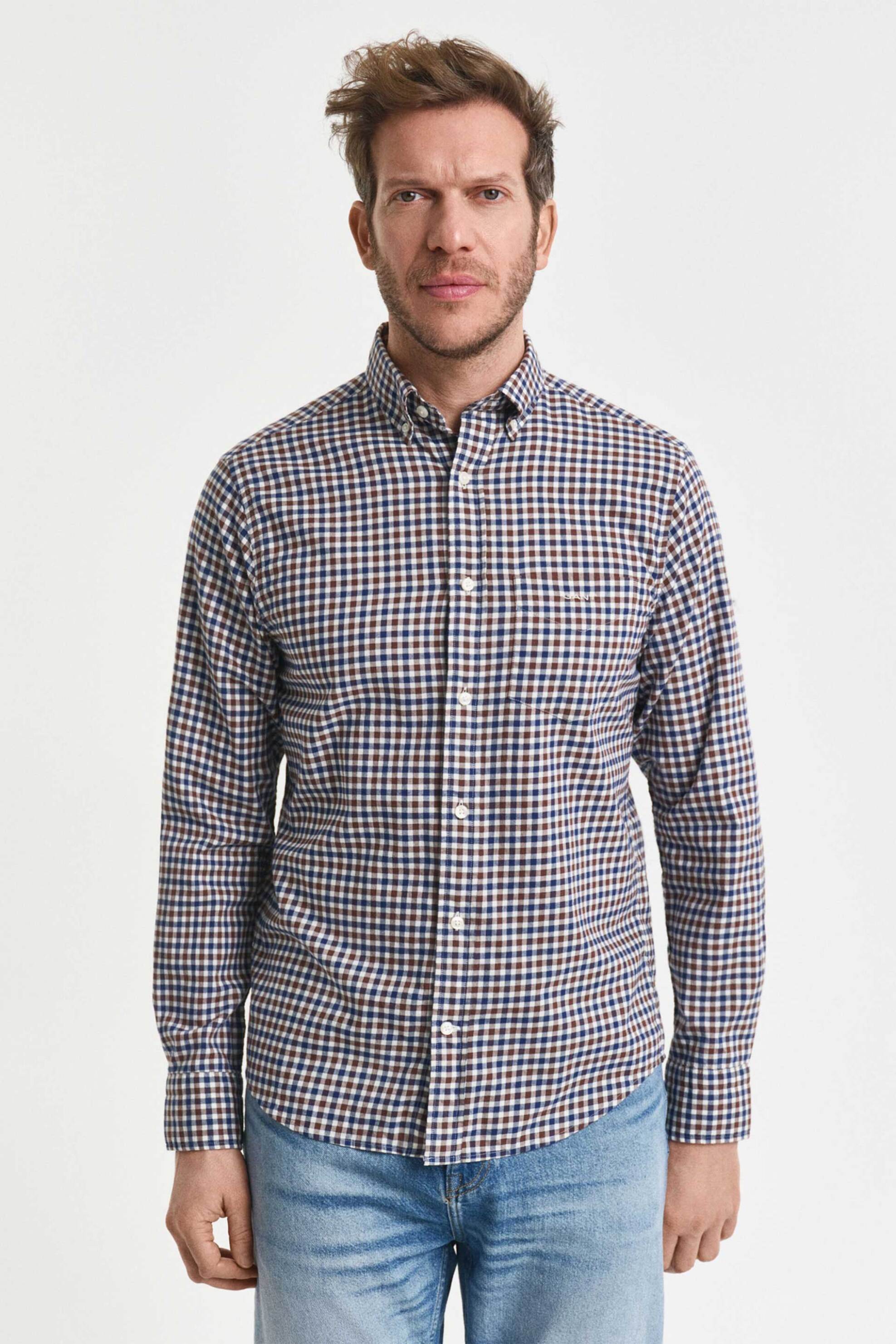 Ανδρικά πουκάμισα casual gant σε καφε