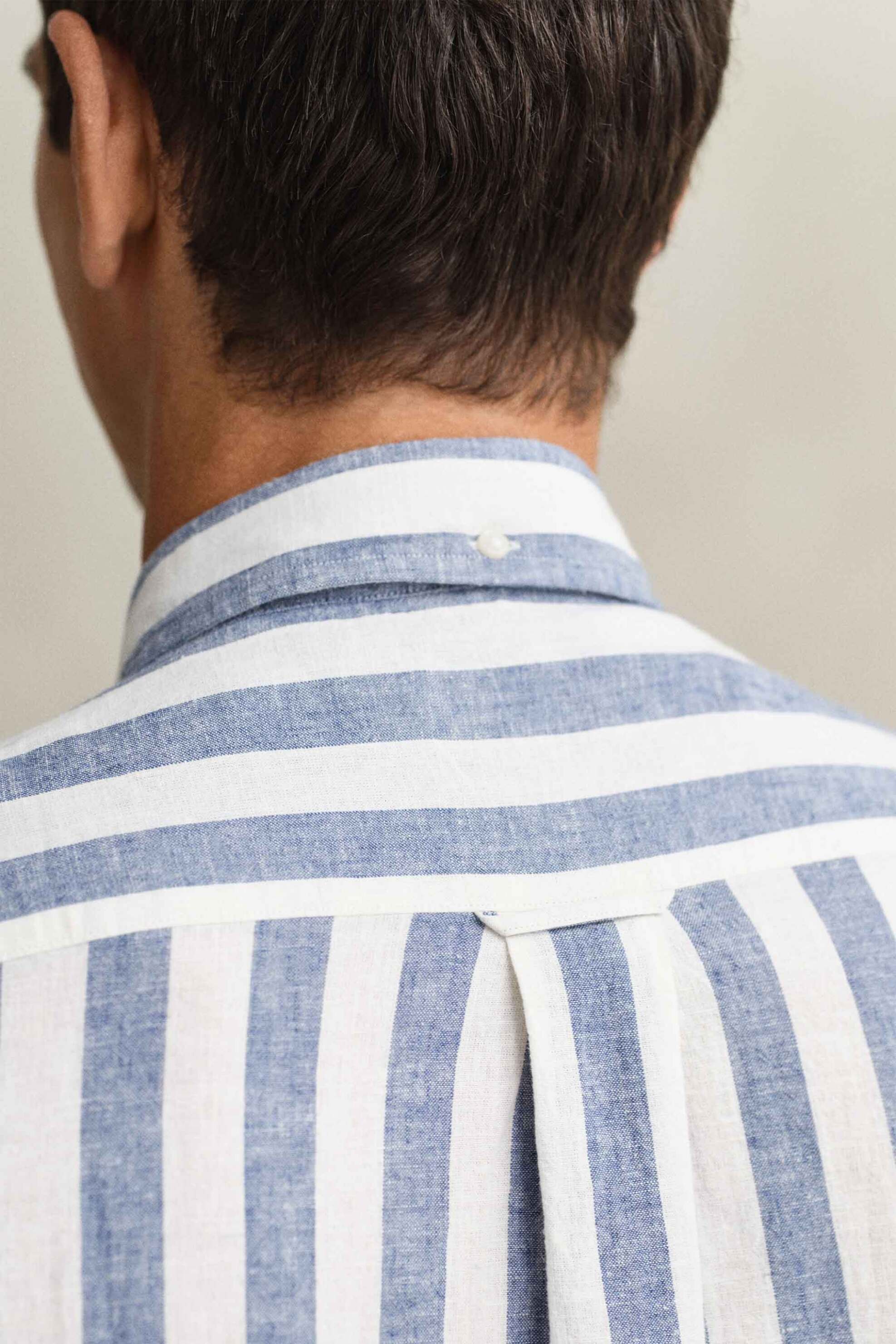 Gant Ανδρικό Πουκάμισο Button Down με Ριγέ Σχέδιο Και Τσέπη Λογότυπο Regular Fit - 3260019 Μπλε