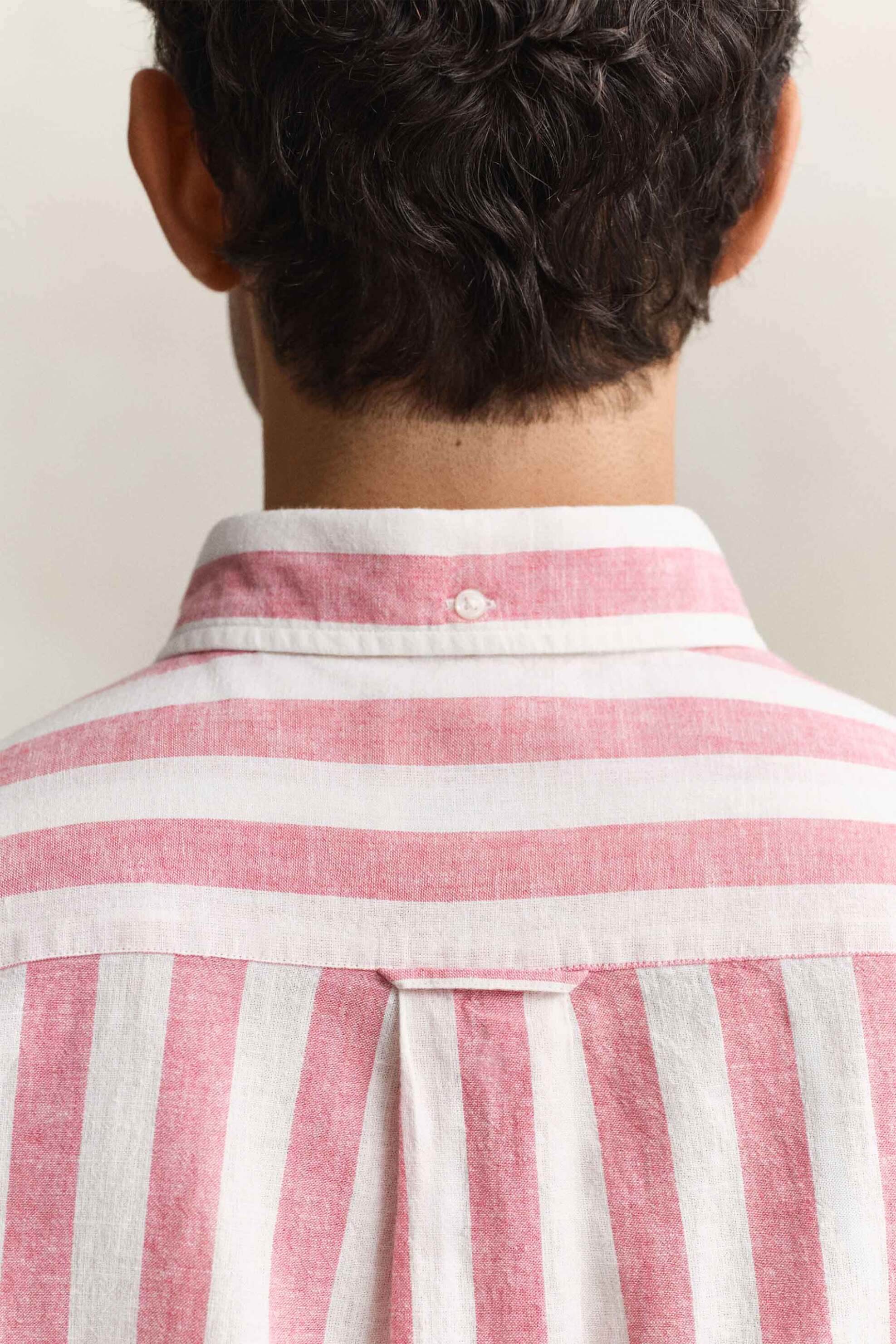 Gant Ανδρικό Πουκάμισο Button Down με Ριγέ Σχέδιο Και Τσέπη Λογότυπο Regular Fit - 3260019 Ροζ