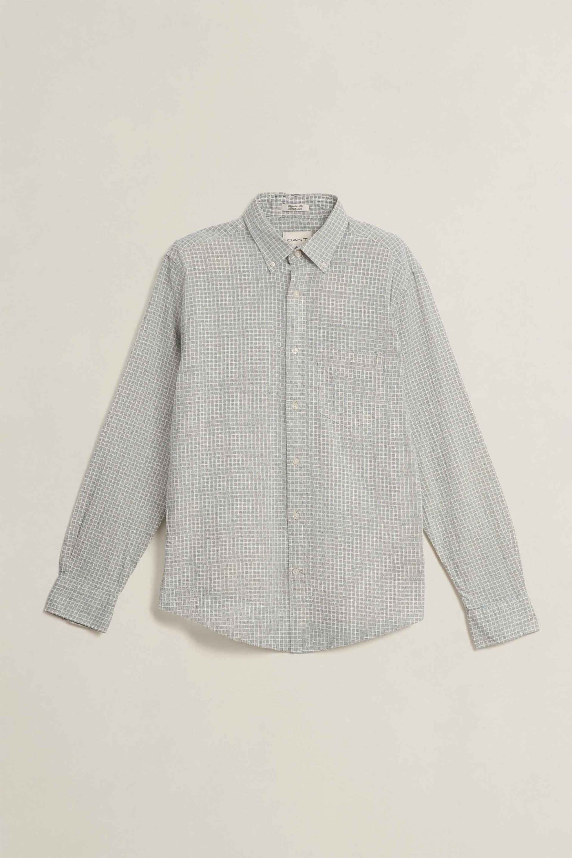 Gant ανδρικό πουκάμισο button down με καρό σχέδιο και τσέπη με λογότυπο Regular Fit - 3260041 Κρέμ