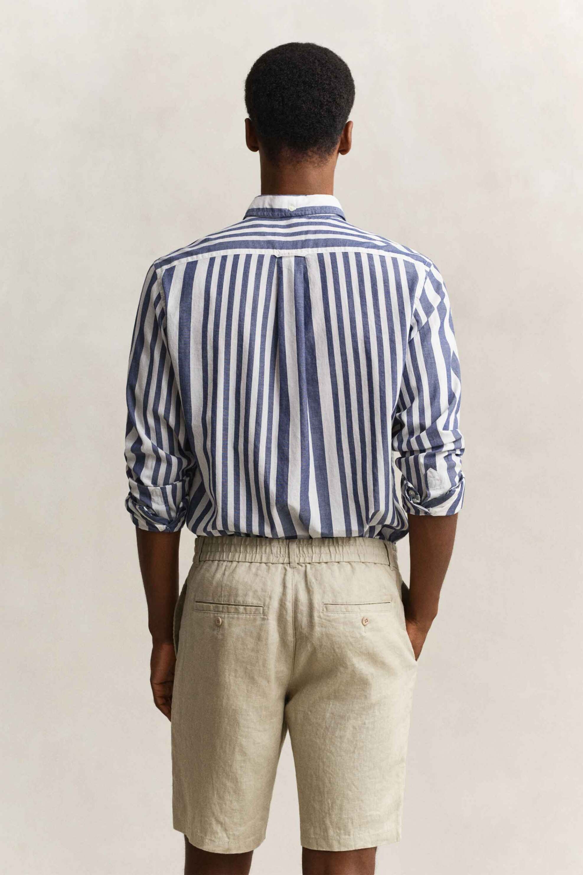 Gant Ανδρικό Πουκάμισο Button Down με Ριγέ Σχέδιο Και Τσέπη Λογότυπο Regular Fit - 3260063 Μπλε Σκούρο