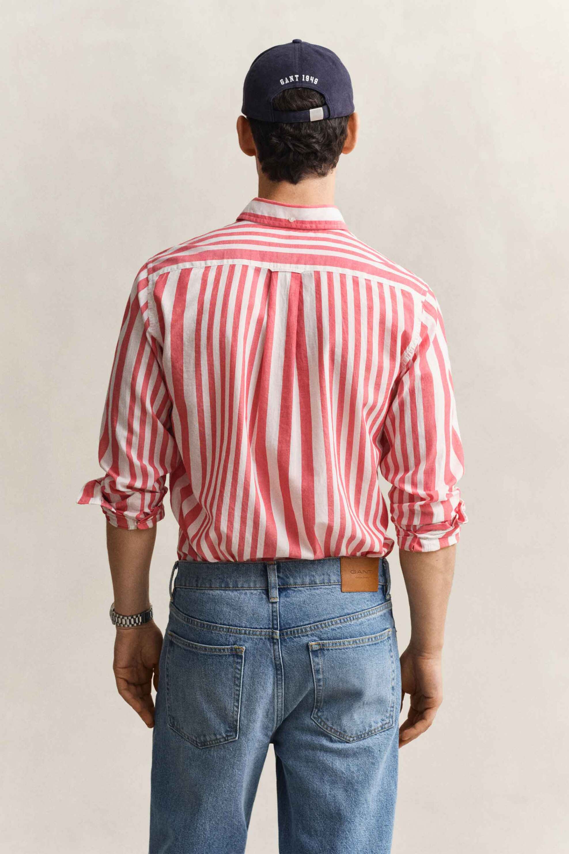 Gant Ανδρικό Πουκάμισο Button Down με Ριγέ Σχέδιο Και Τσέπη Λογότυπο Regular Fit - 3260063 Κοραλί