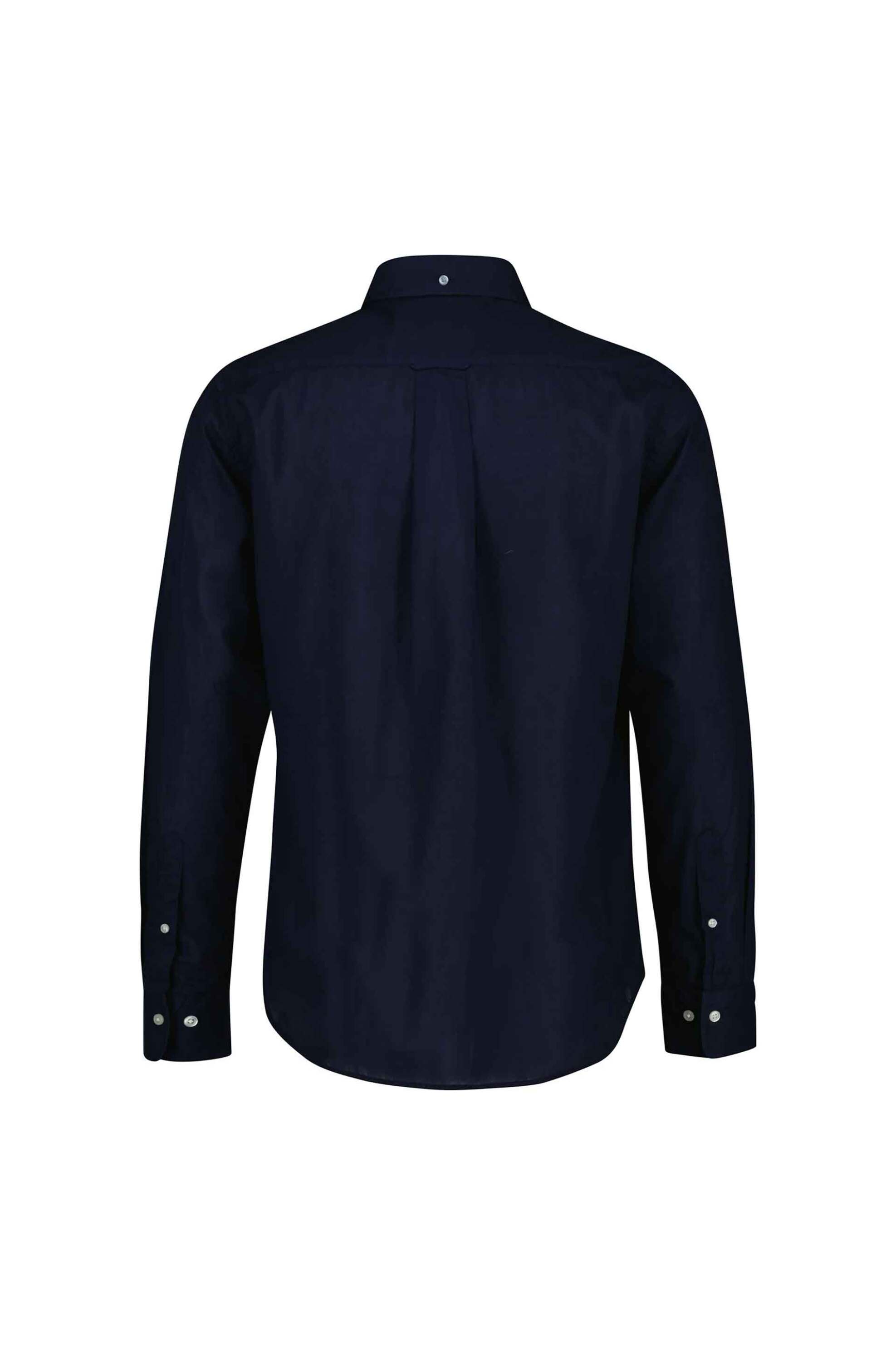 Gant Ανδρικό Πουκάμισο Button Down Μονόχρωμο με Τσέπη Και Λογότυπο Regular Fit - 3260065 Μπλε Σκούρο