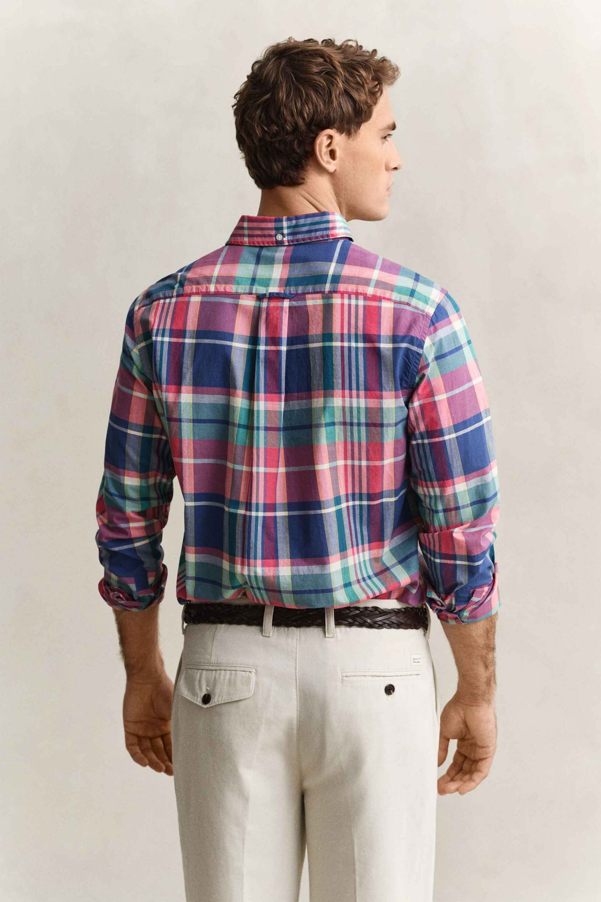 Gant Ανδρικό Πουκάμισο Button Down με Καρό Σχέδιο Και Τσέπη Λογότυπο Regular Fit - 3260077 Πολύχρωμο