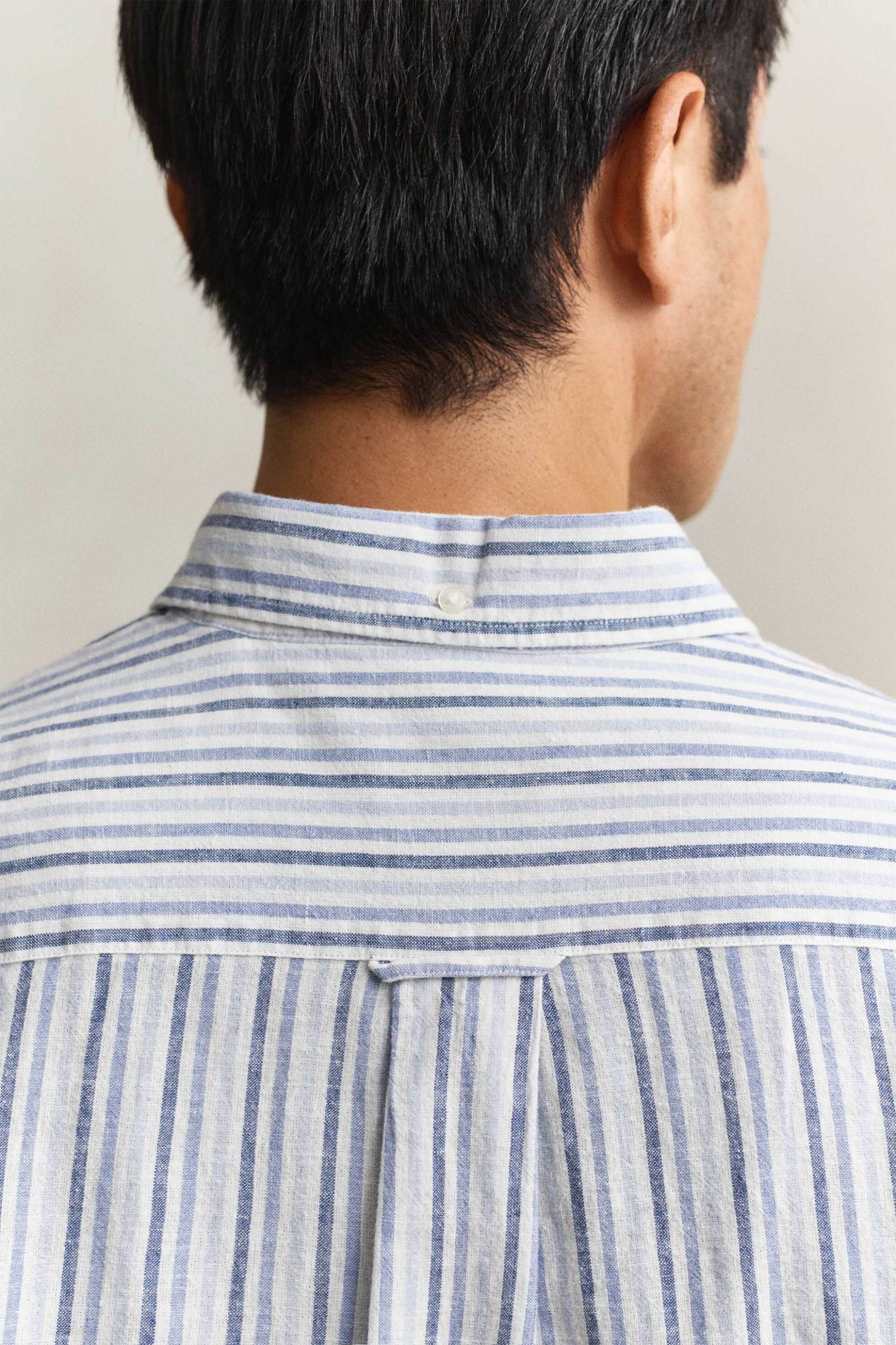 Gant Ανδρικό Πουκάμισο Button Down με Ριγέ Σχέδιο Και Τσέπη Λογότυπο Regular Fit - 3260081 Μπλε