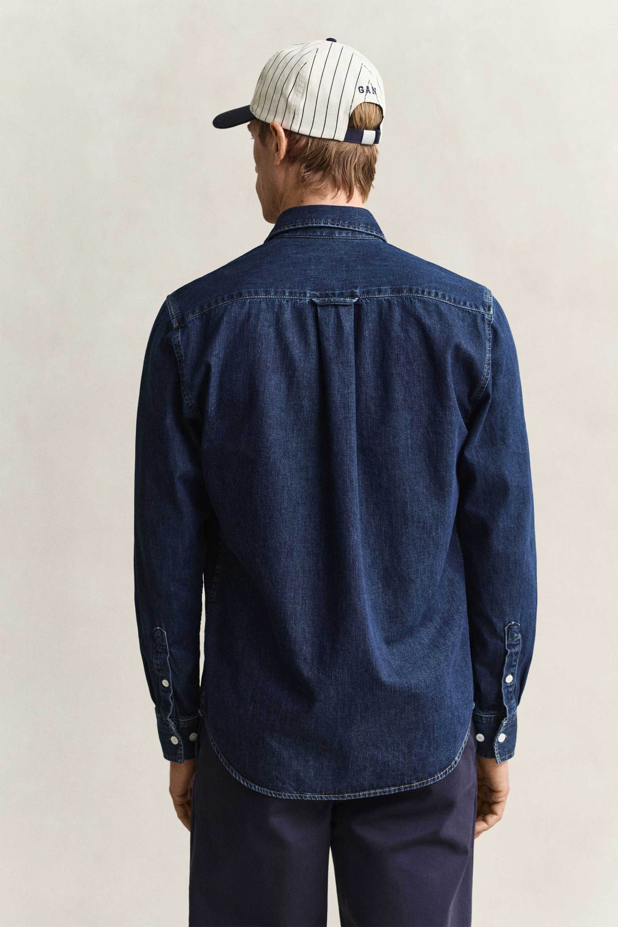 Gant Ανδρικό Denim Πουκάμισο Regular Fit - 3260089 Blue Σκούρο