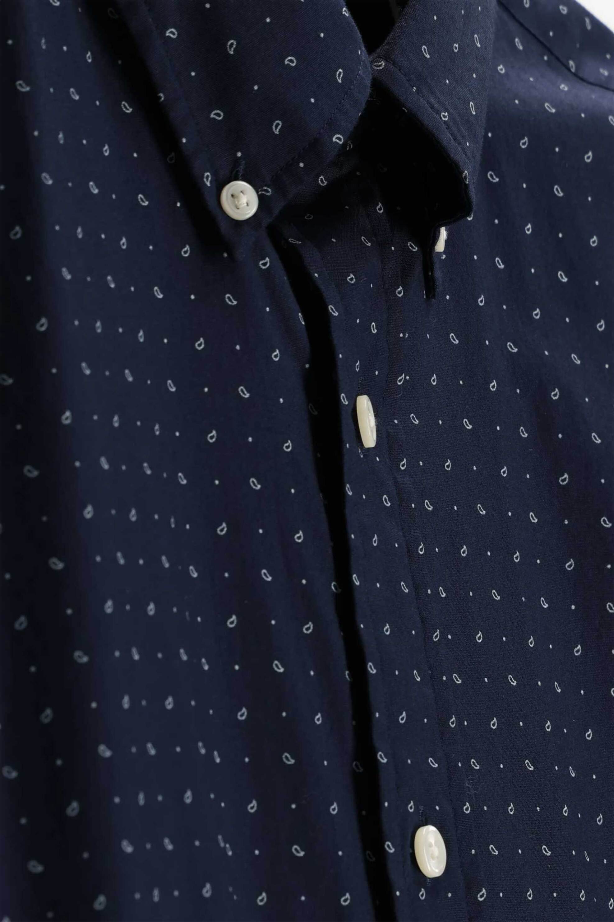 Gant Ανδρικό Πουκάμισο Poplin Button Down με Μικροσχέδιο Regular Fit - 3262004 Μπλε Σκούρο
