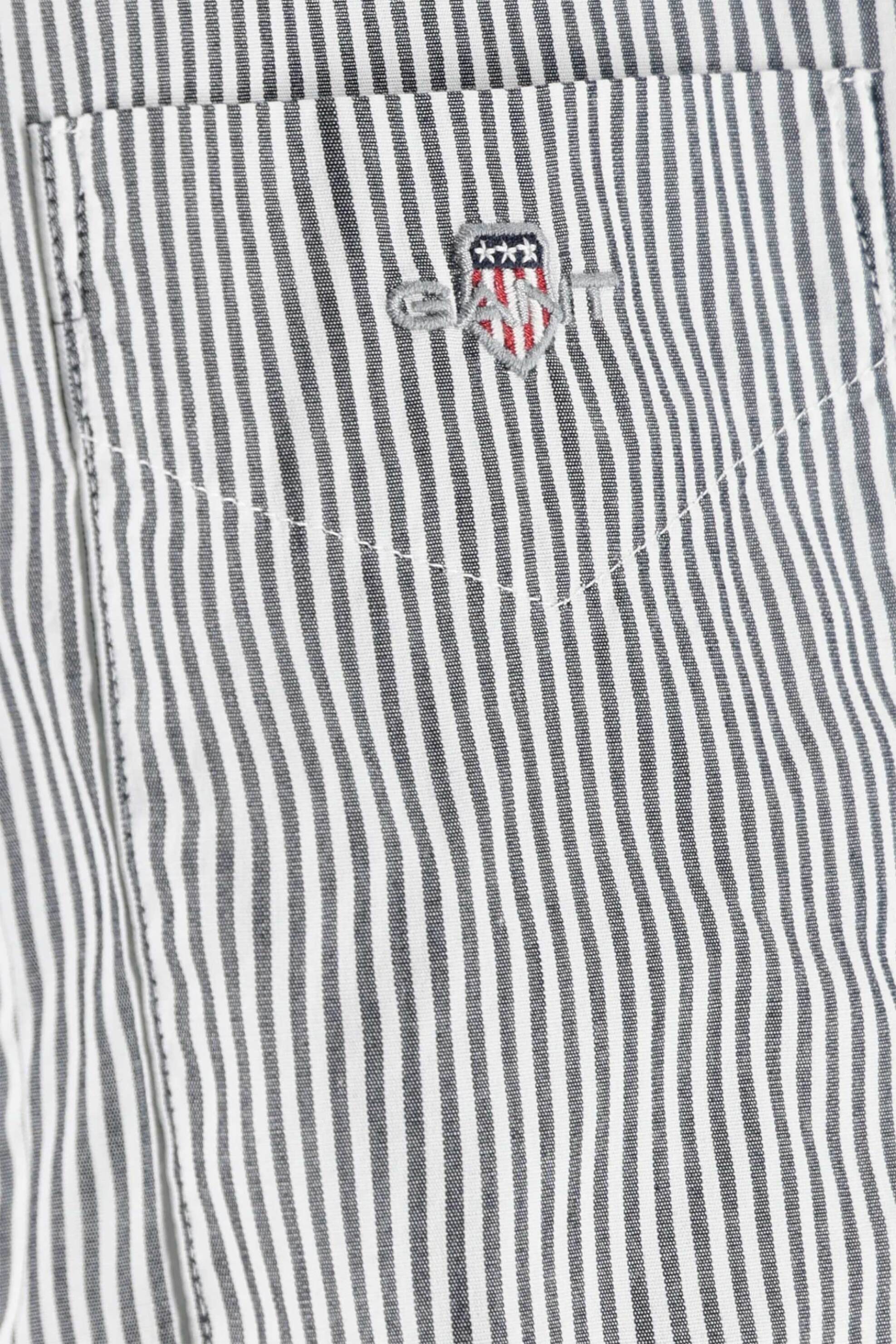 Gant Ανδρικό Πουκάμισο Poplin Button Down με Ριγέ Σχέδιο Και Τσέπη Κεντημένο Λογότυπο Regular Fit - 3262030 Μπλε Σκούρο