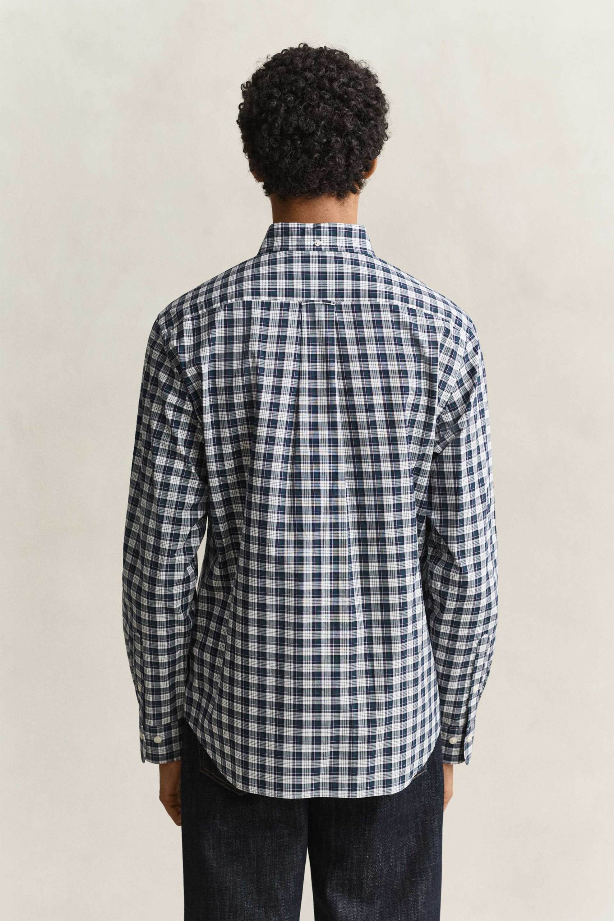 Gant Ανδρικό Πουκάμισο Poplin Button Down με Καρό Σχέδιο Και Τσέπη Κεντημένο Λογότυπο Regular Fit - 3263002 Πράσινο Leaf
