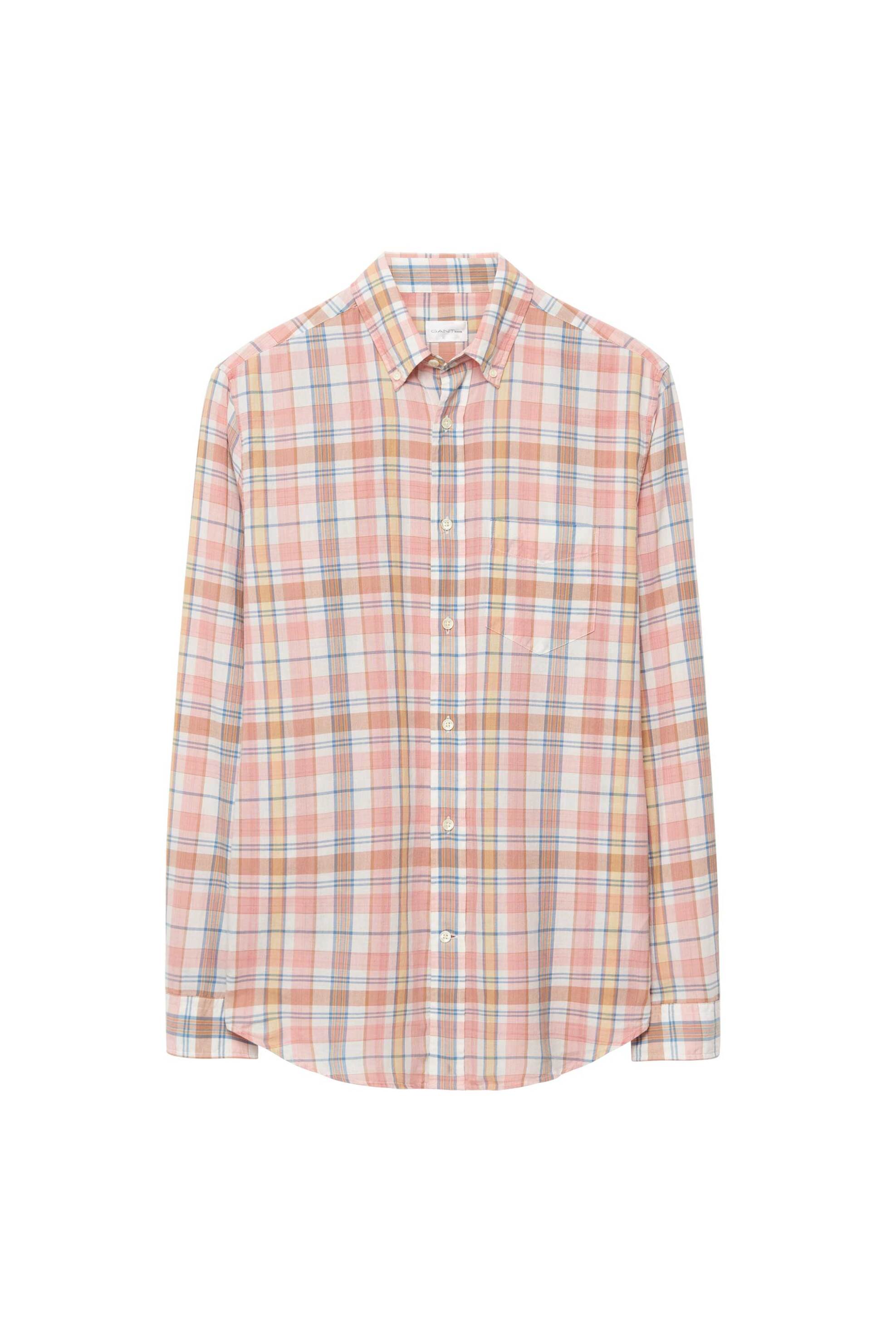 Gant ανδρικό πουκάμισο button down με καρό σχέδιο και τσέπη - 341159 Σομόν