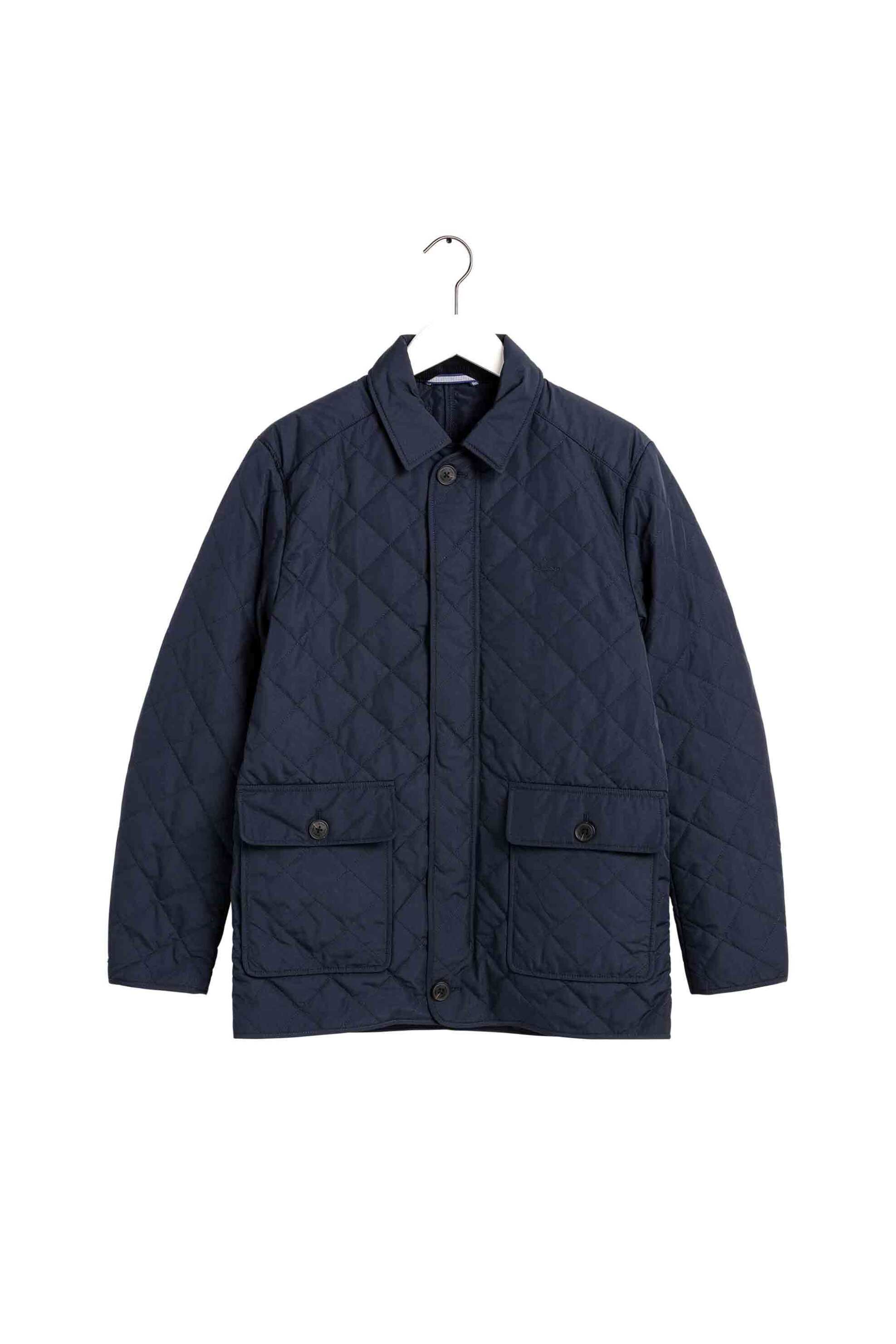 Gant ανδρικό μπουφάν μονόχρωμο με καπιτονέ σχέδιο και κεντημένο ton-sur-ton λογότυπο - 7006027 Μπλε Σκούρο